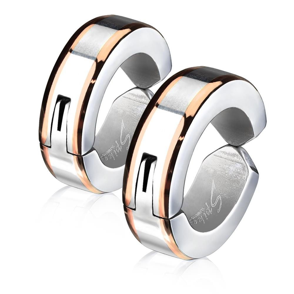 Creolen-Set Rosegold - Creolen mit Metallrand Silber aus Edelstahl Unisex
