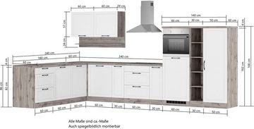 Kochstation Küche KS-Lana, Stellbreite 240/380 cm, wahlweise mit E-Geräten