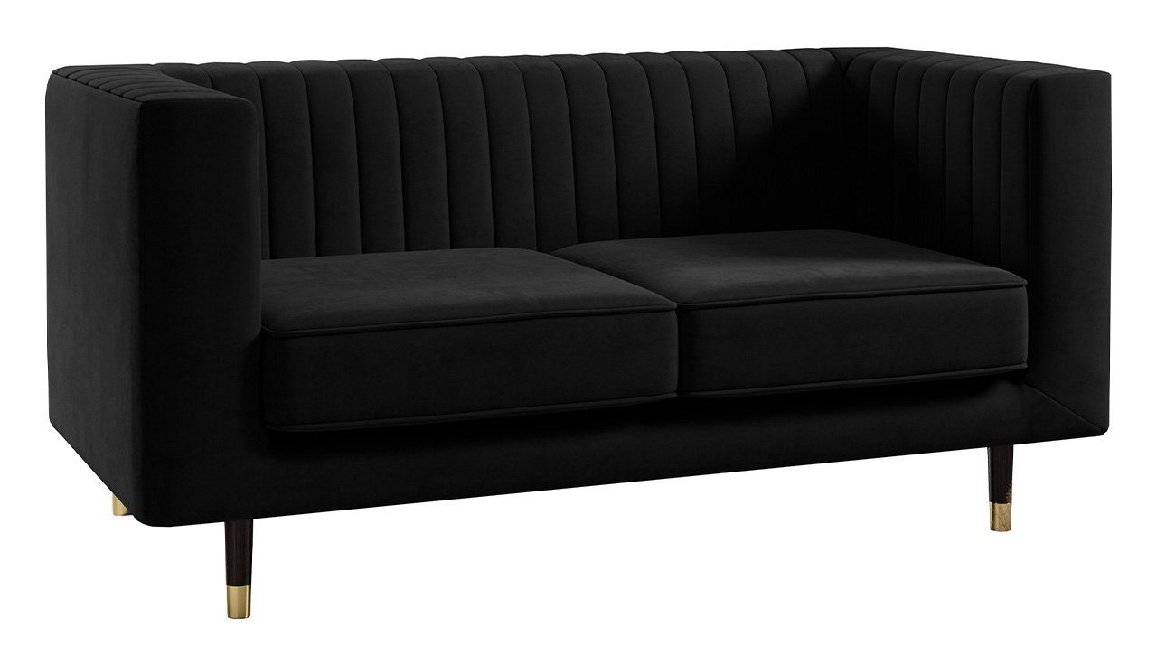 MKS MÖBEL Sofa ELMO 2, Metallbeinen Kronos Zweisitzer-Sofa, Ein Modern Stil, hohen freistehendes Schwarz