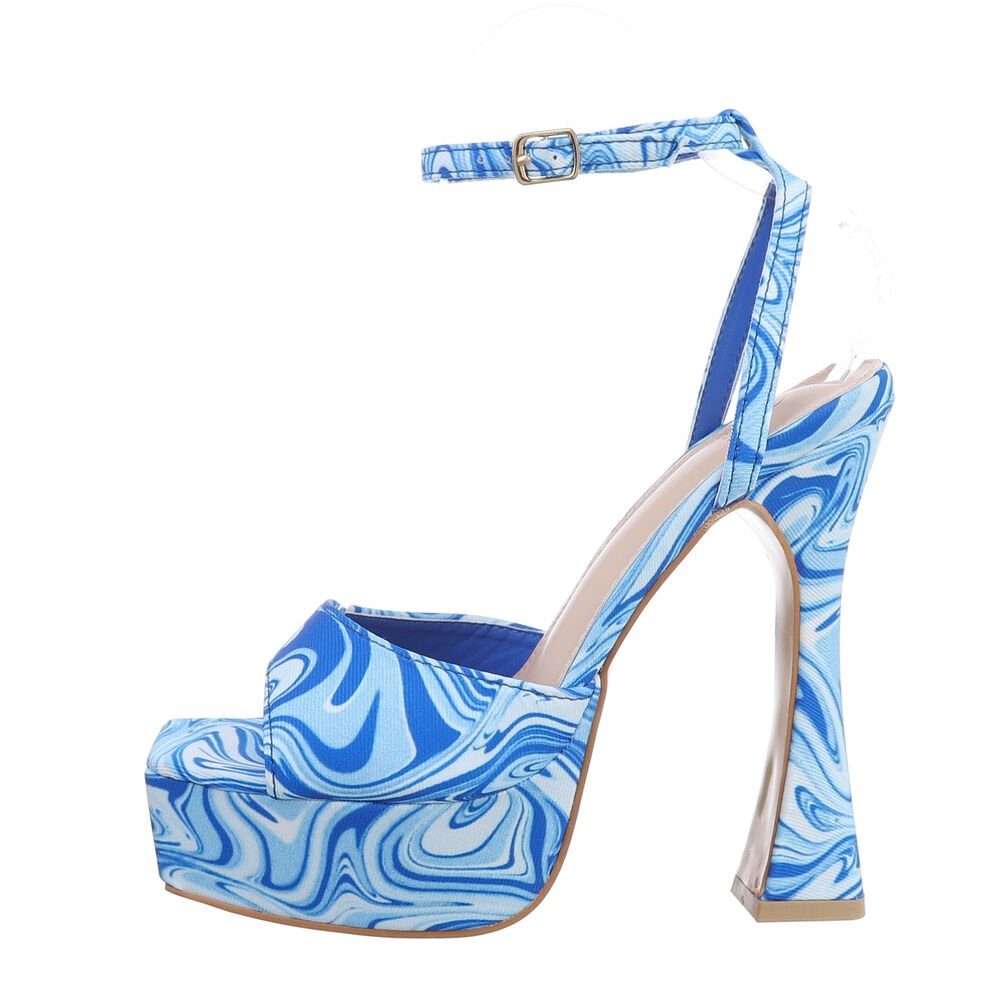 Ital-Design Damen Abendschuhe Party & Clubwear Plateausandaletten Blockabsatz Сандалии & Сандалеты in Blau