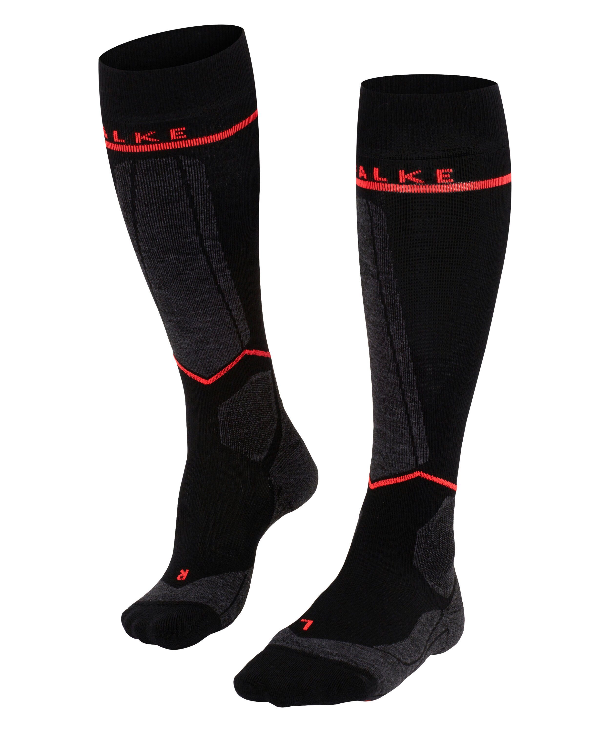 (3178) black-neon bessere Passform FALKE (1-Paar) eine Compression und red Zirkulation für optimierte SK Skisocken Wool