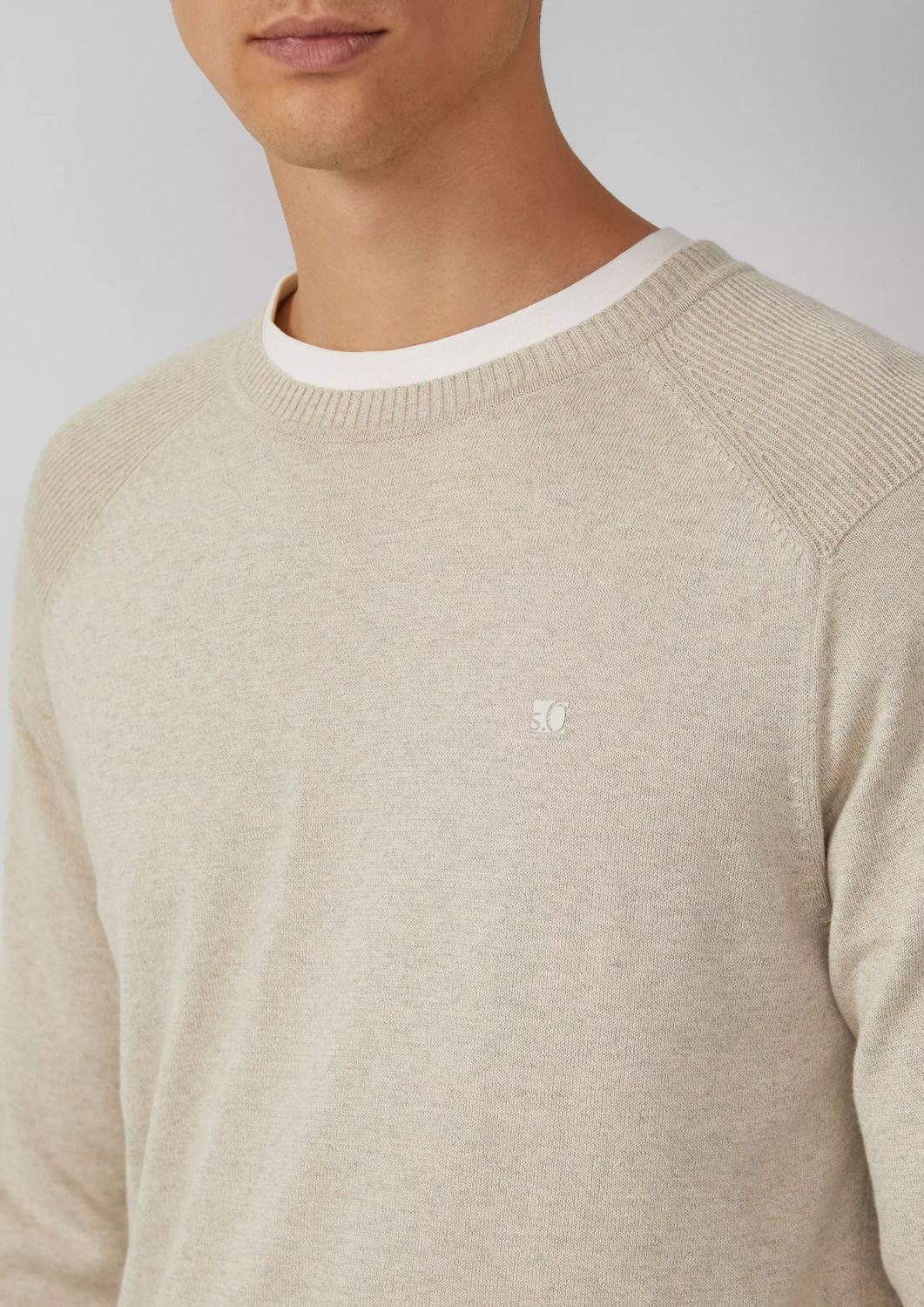 s.Oliver Rundhalspullover Pullover aus Moulinéstrick (1-tlg) Raglanärmeln, günstig online kaufen