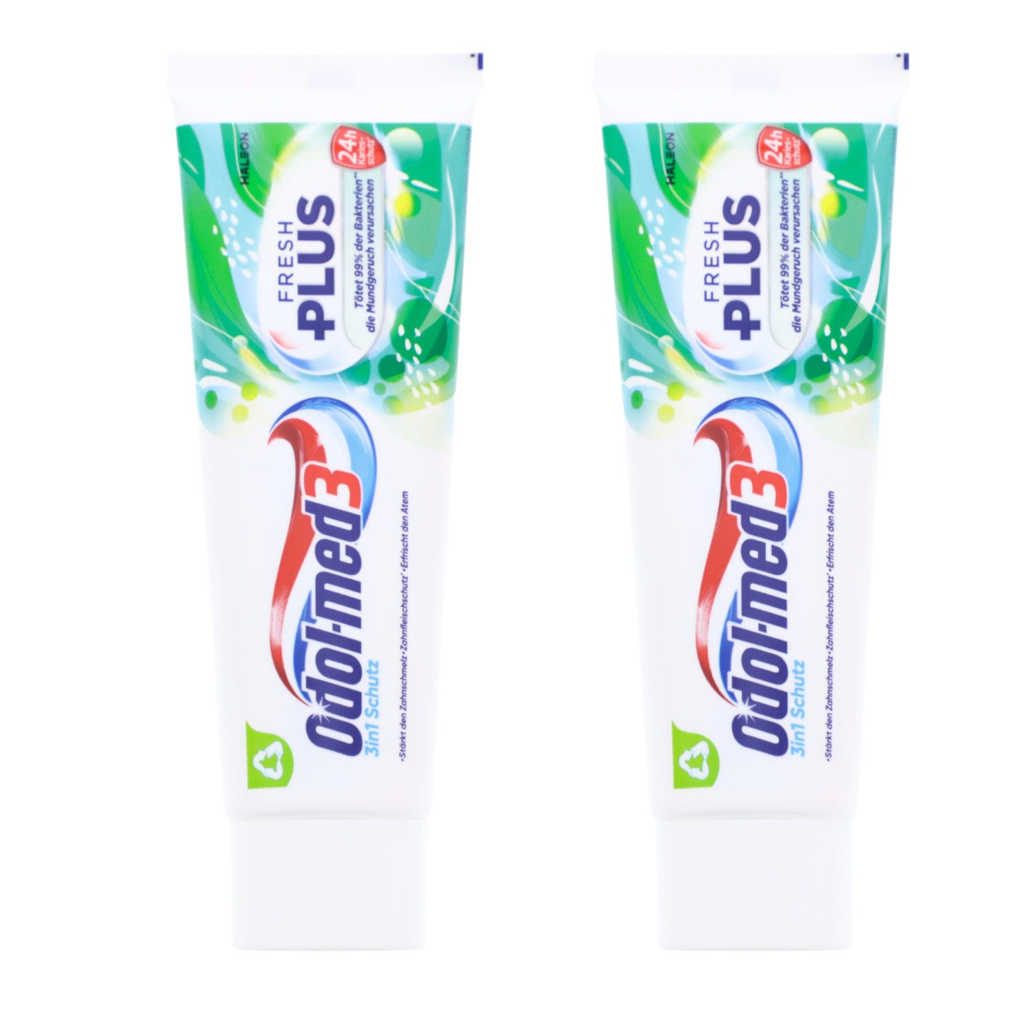 Odol Zahnpasta 2x Odol-med3 Fresh Plus Zahnpasta Zahncreme je 75ml 3in1 Schutz Minzig