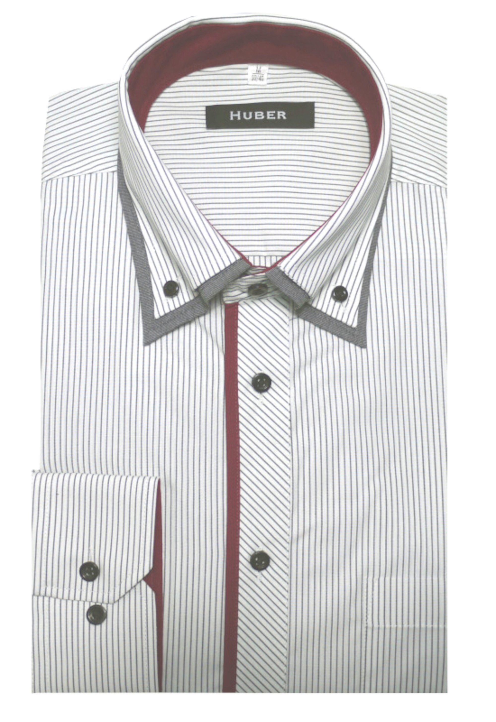 Huber Hemden Langarmhemd HU-0446 Button-Down, Doppelkragen, Regular Fit-gerader Schnitt, Made in EU