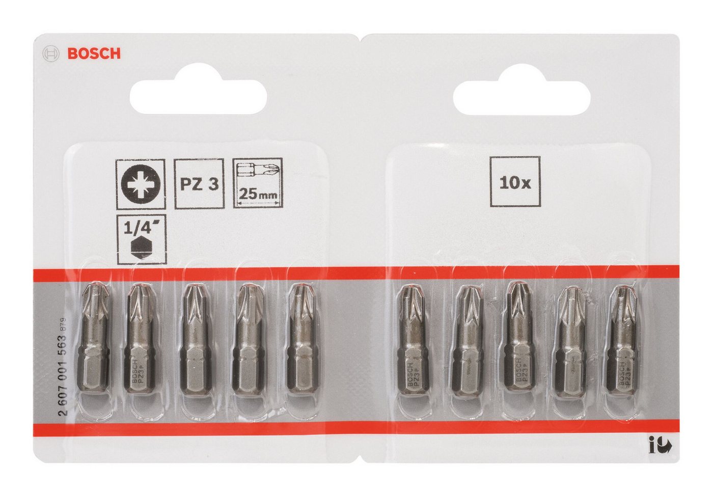Thumbnail - BOSCH Kreuzschlitz-Bit, 10 Stück, Schrauberbit Extra-Hart - PZ 3 x 25 mm - 10er-Pack