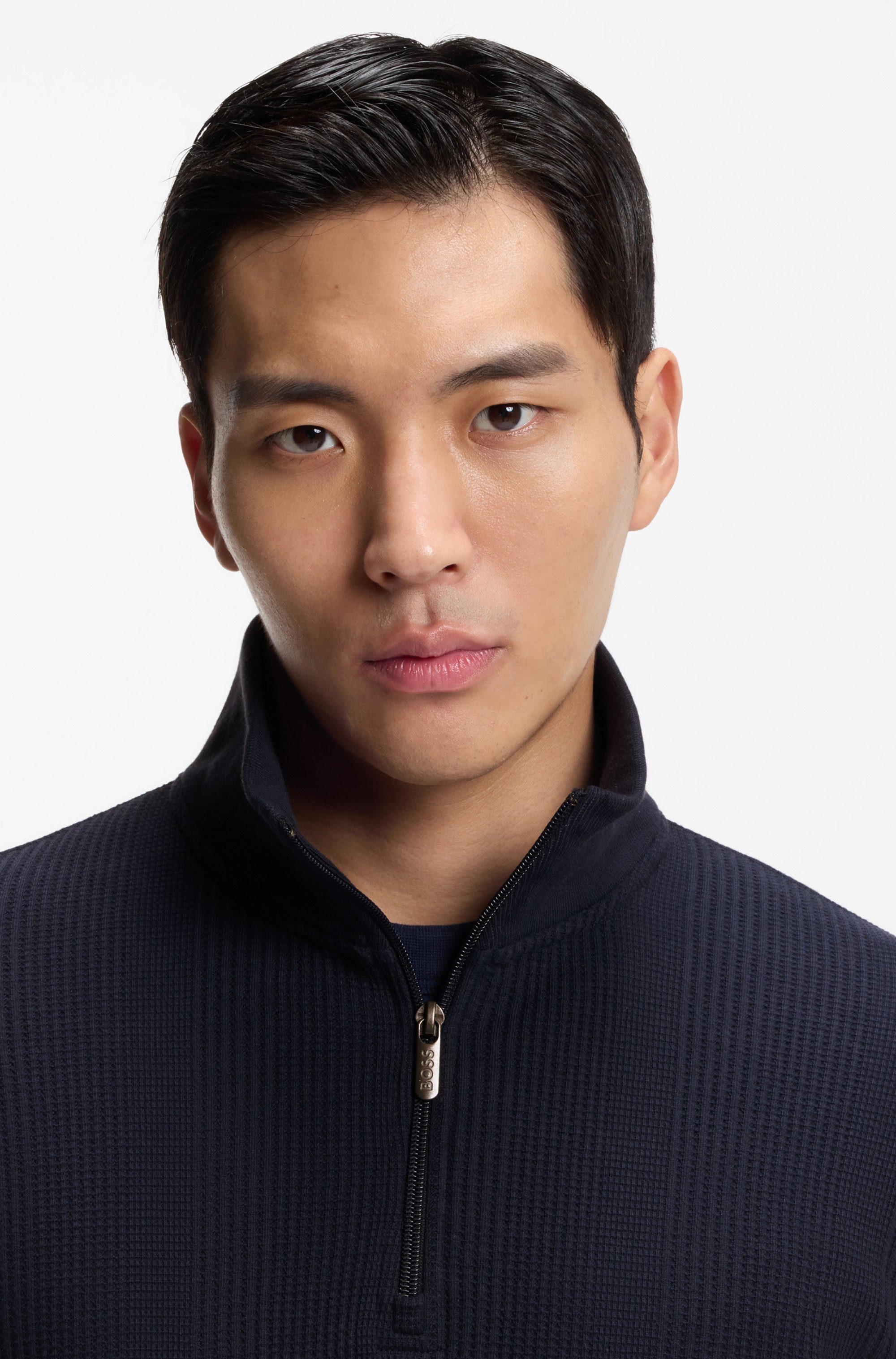 BOSS Sweatshirt Structure 1/4 Zip mit Stehkragen günstig online kaufen