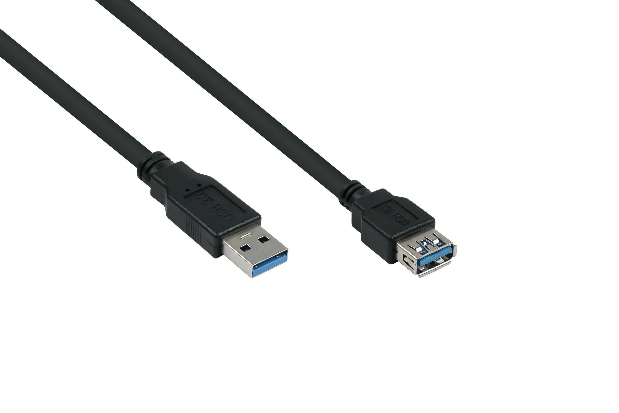 Kabelmeister USB 3.0 Verlängerungskabel Stecker A an Buchse A, Premium,  AWG28 / AWG24, UL, KUPFER, schwarz, 3m USB-Kabel, (3 cm)