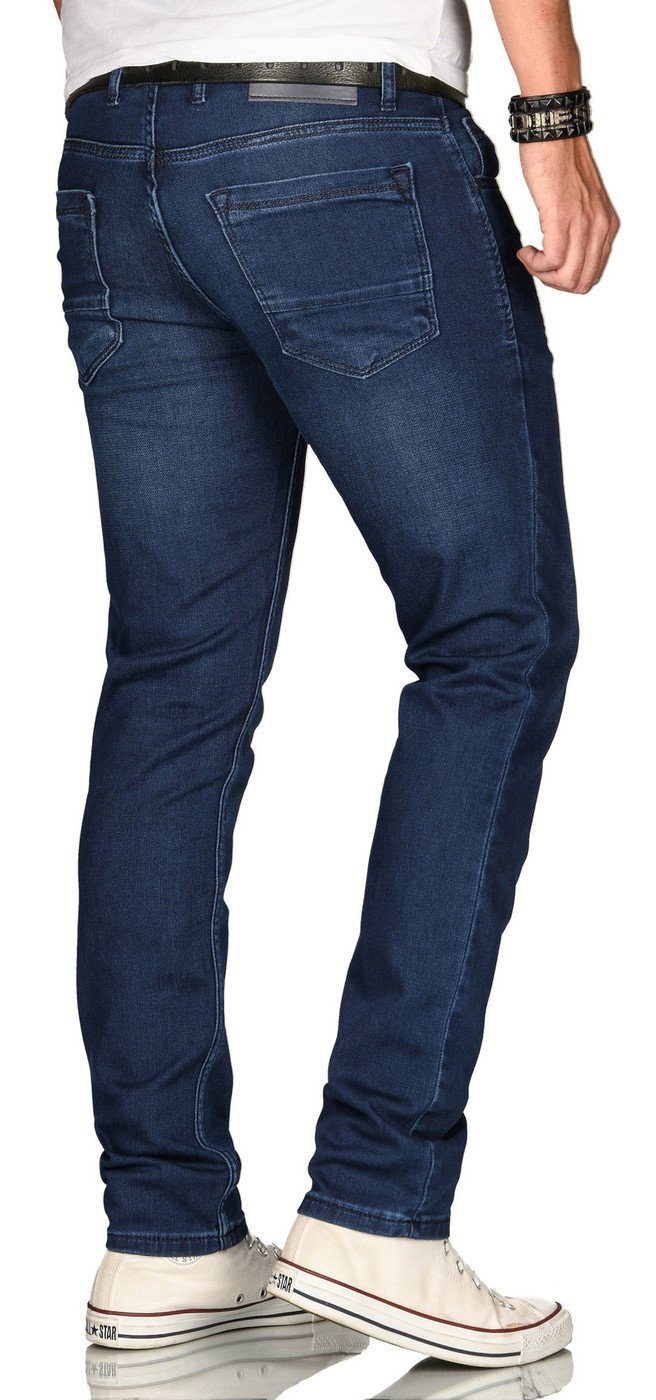 Alessandro Salvarini Straight-Jeans A. Salvarini Herren Jeans Blau Multi AS080-AS086 mit fein strukturiertem Jeansstoff und 2% Elasthan