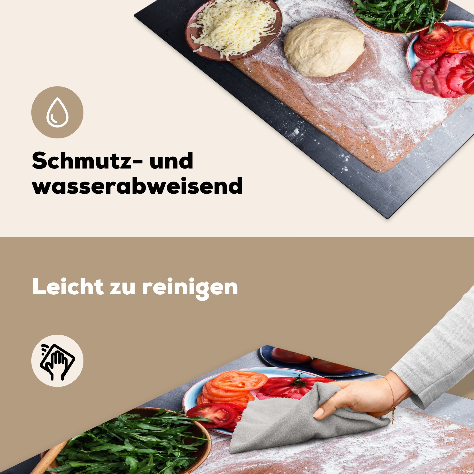 MuchoWow Herdblende-/Abdeckplatte Nudeln - Lebensmittel die (1 Induktionskochfeld cm, - Italienisch, Ceranfeldabdeckung 81x52 tlg), Vinyl, für Schutz küche