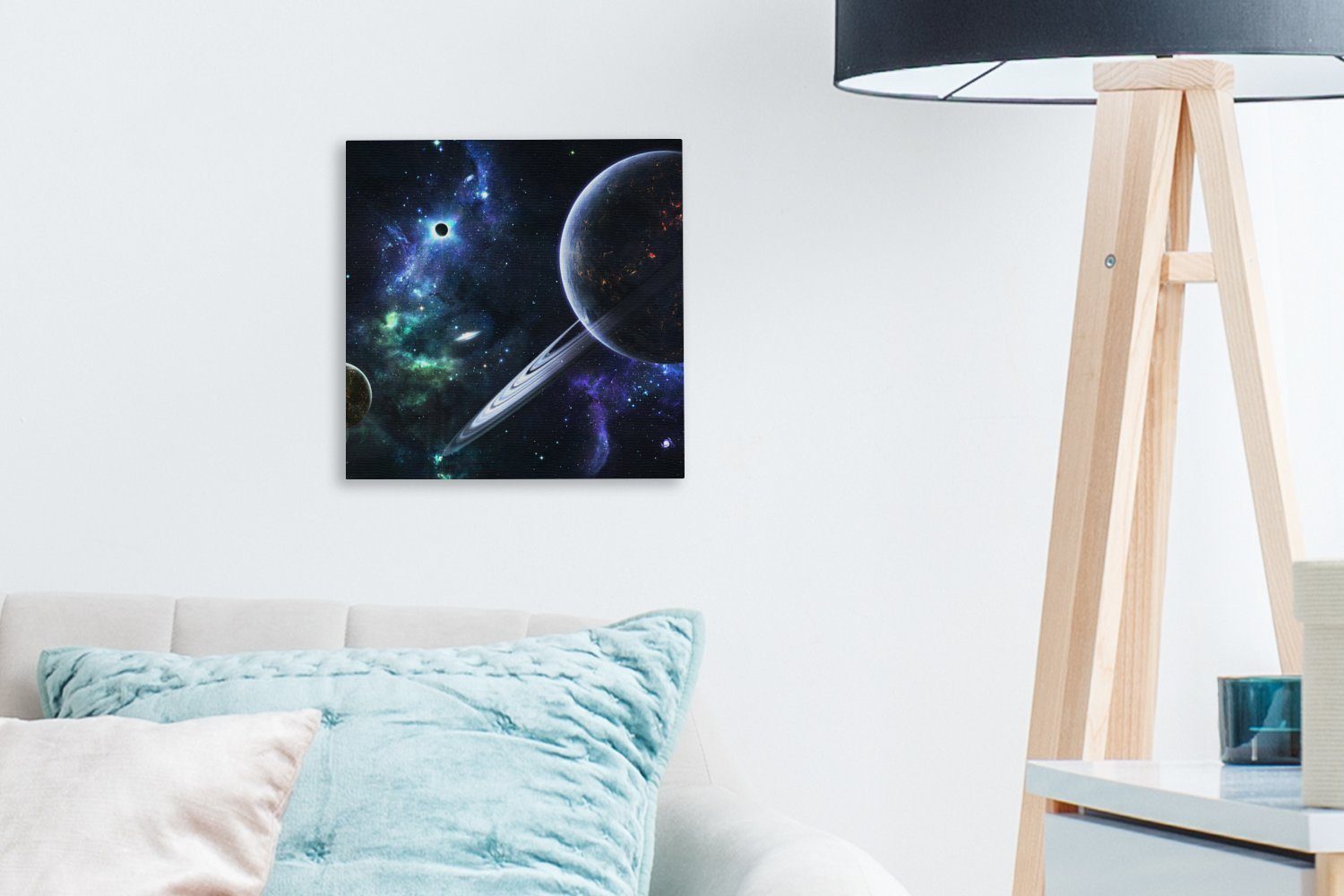OneMillionCanvasses® Leinwandbild Buntes Bild der Leinwand für (1 St), Bilder mit Wohnzimmer Milchstraße Schlafzimmer Planeten