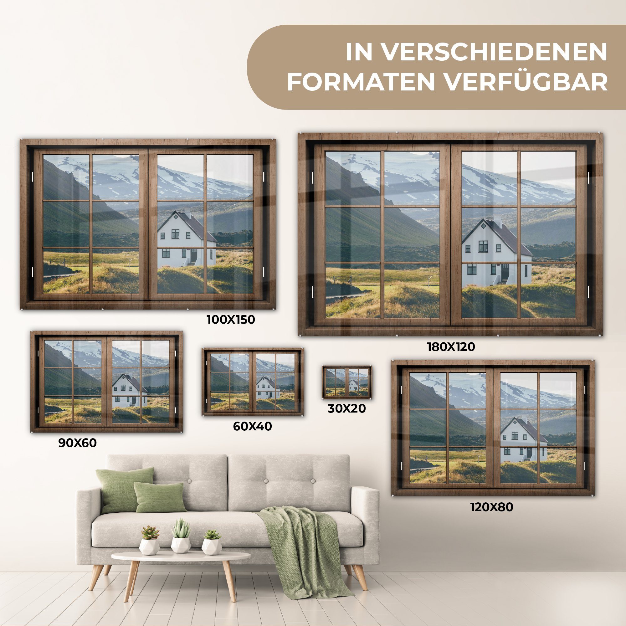auf Acrylglasbild Haus Glasbilder Bilder (1 auf MuchoWow - - Wanddekoration Berg, Glas St), - Aussicht - Foto - Glas Wandbild