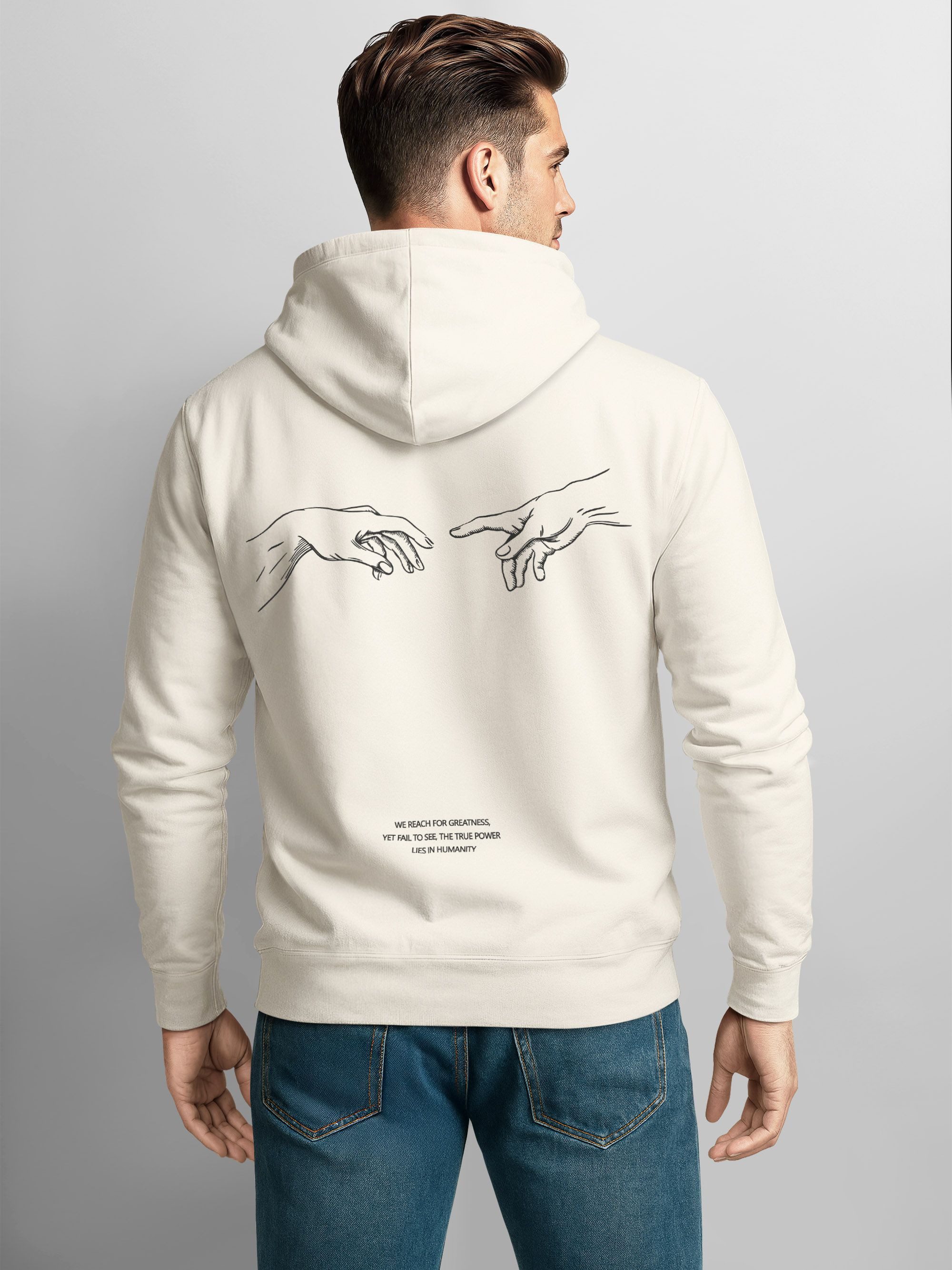 Neverless Hoodie Neverless® Hoodie Backprint Herren Michelangelo Hände Line günstig online kaufen