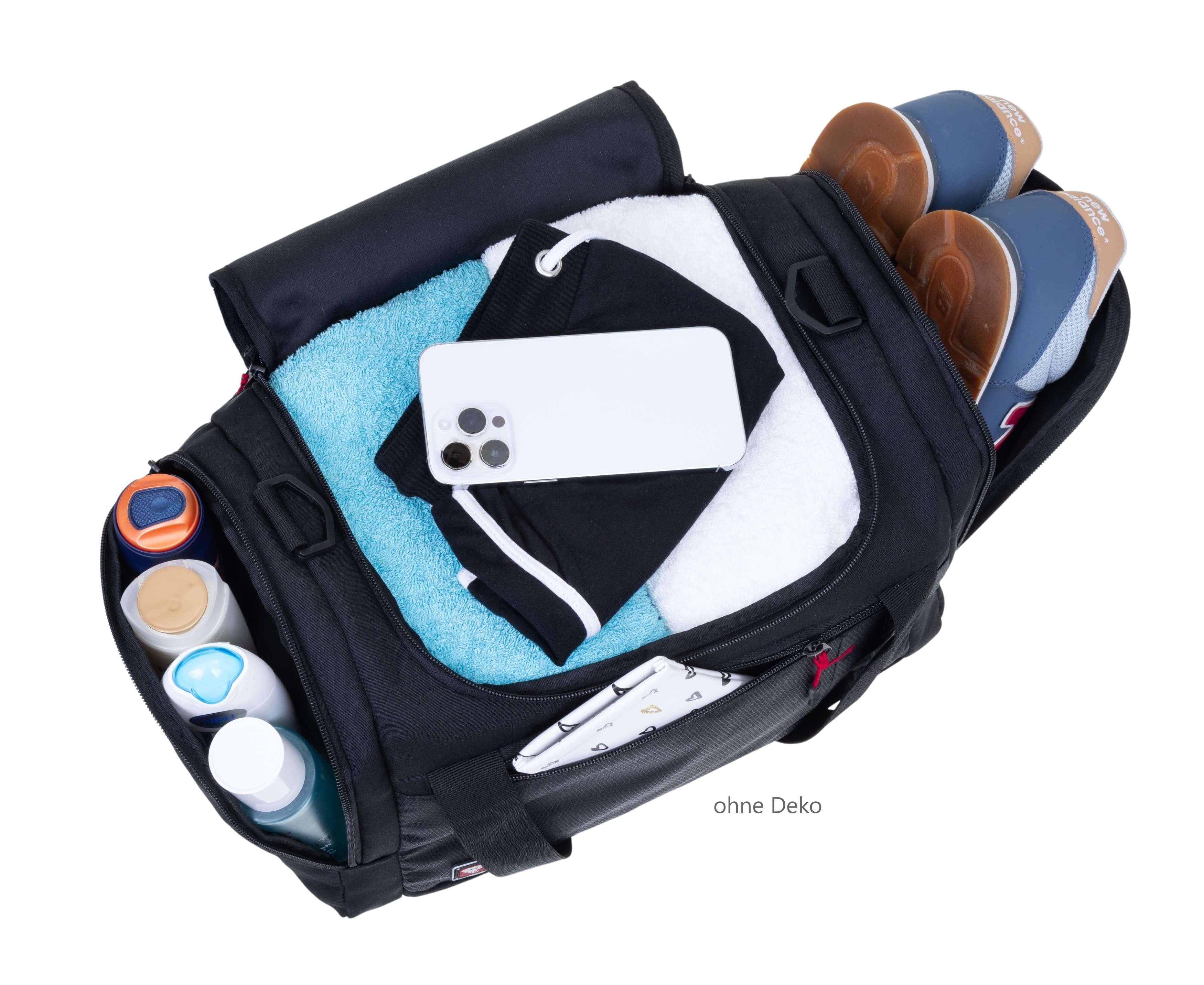 ELEPHANT Sporttasche klein Sport Tasche Reisetasche Small - Medium 42 cm, 20 Liter Gym Fitness Bag Freizeittasche Schule Dark S 3619 + Flasche