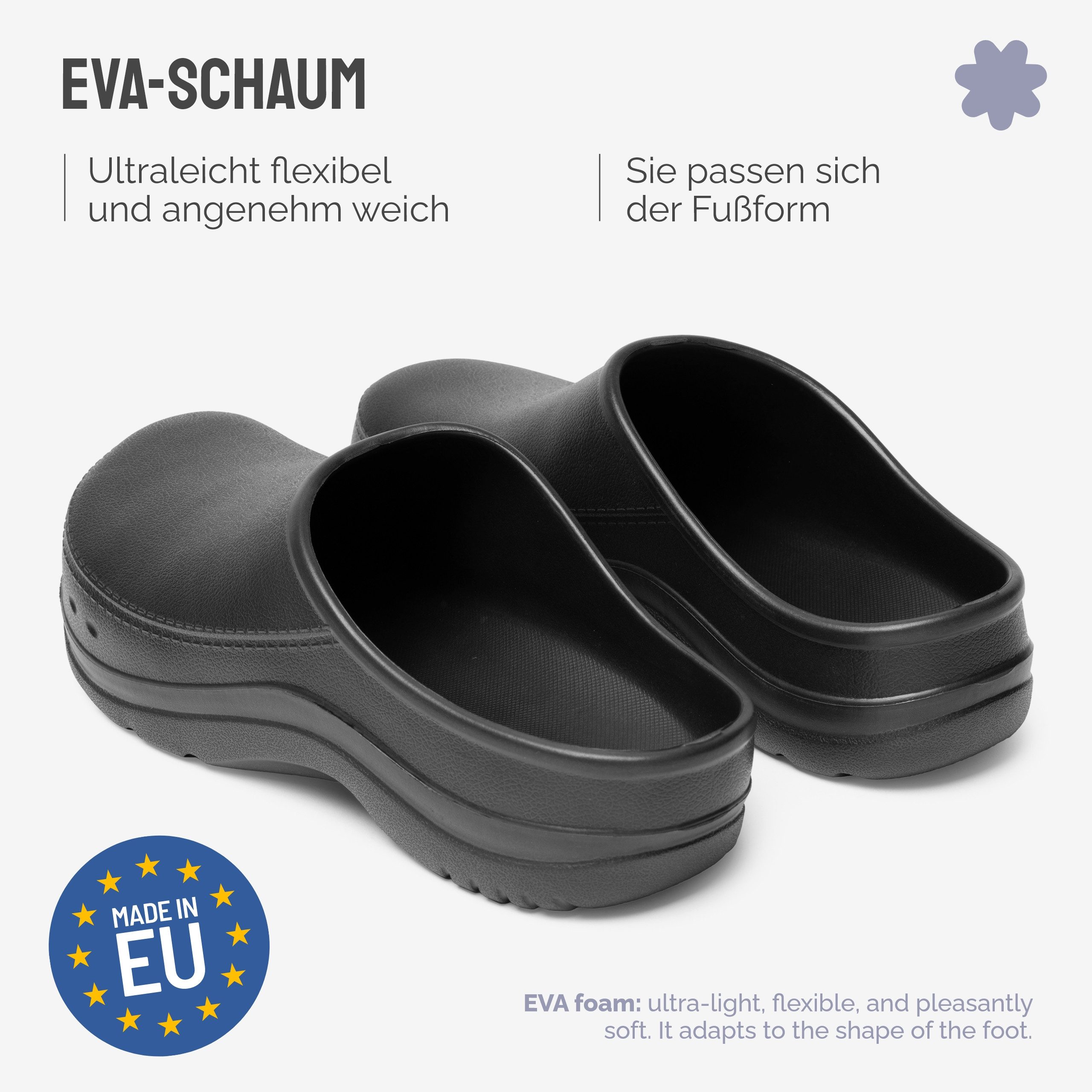 Ladeheid Gartenclogs für Damen Ultraleicht EVA Gartenschuhe LA-CA-25 Clog (36 EU, Schwarz) Wasserdicht & Flexibel