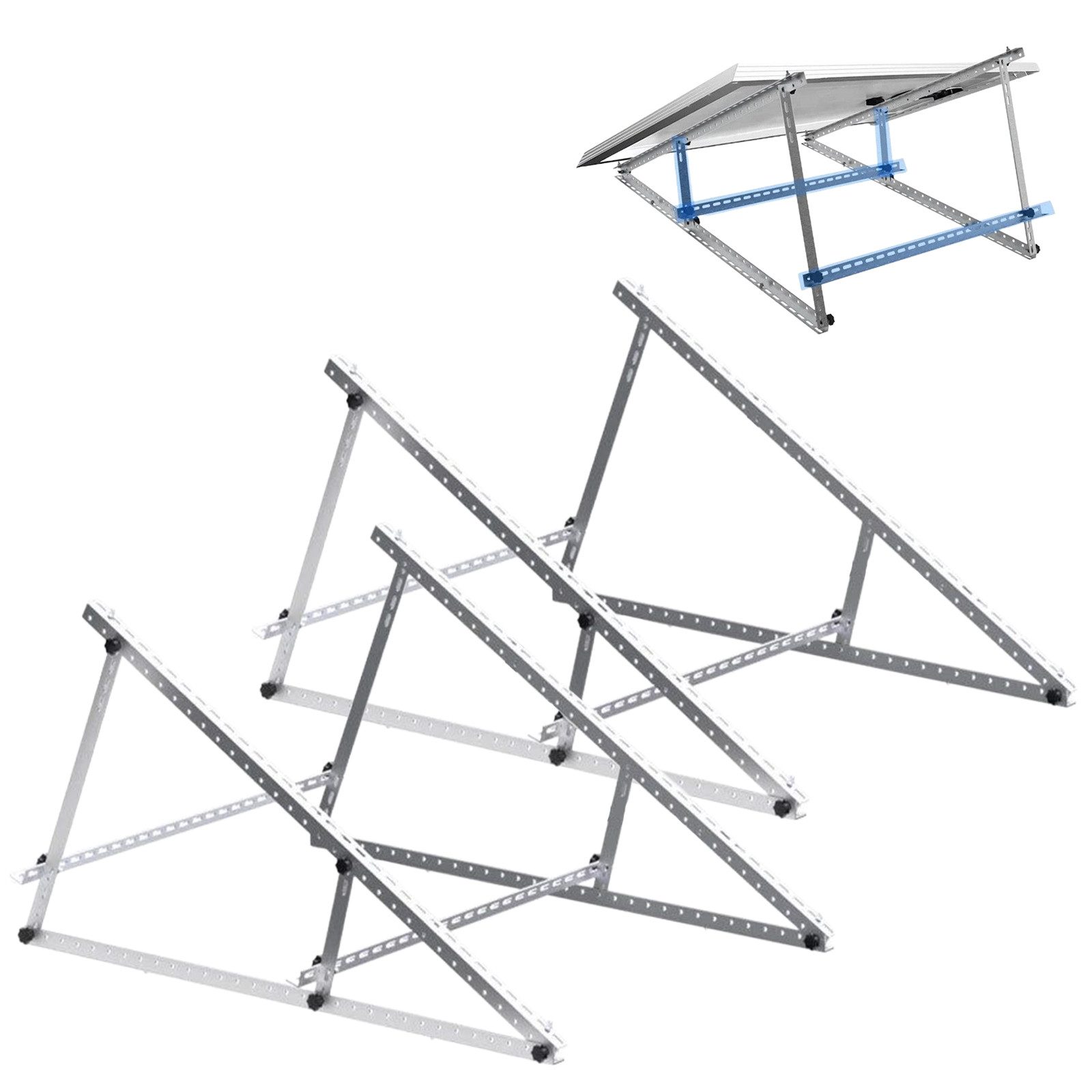 Rhein Beleuchtung Solarmodul-Halterung Verstellbare Solarmodul Halterung 118 cm – Balkonkraftwerk Halterung, (2-tlg., Solarmodul Halterung Flachdach – Für Dach, Boden & Balkon geeignet, 0–90° Winkel, Aluminium verstärkt & wetterfest – Solarpanel Halterung)