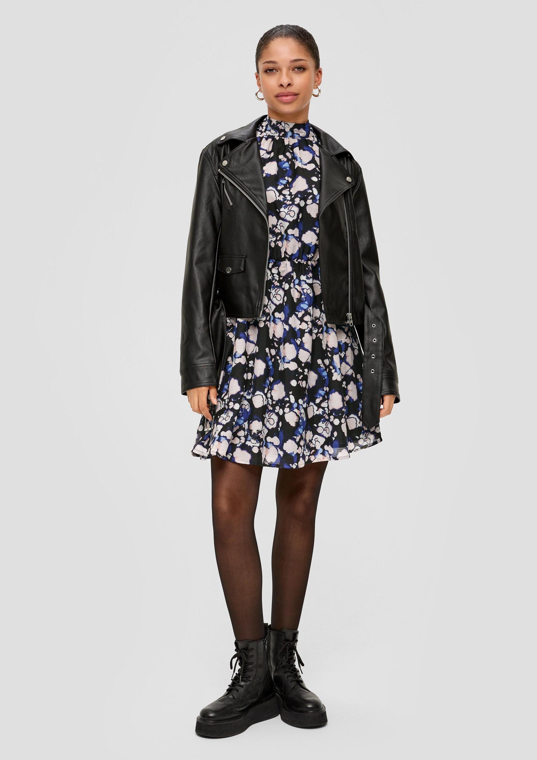 QS Minikleid Kleid Semitransparentes Kleid mit Raffung