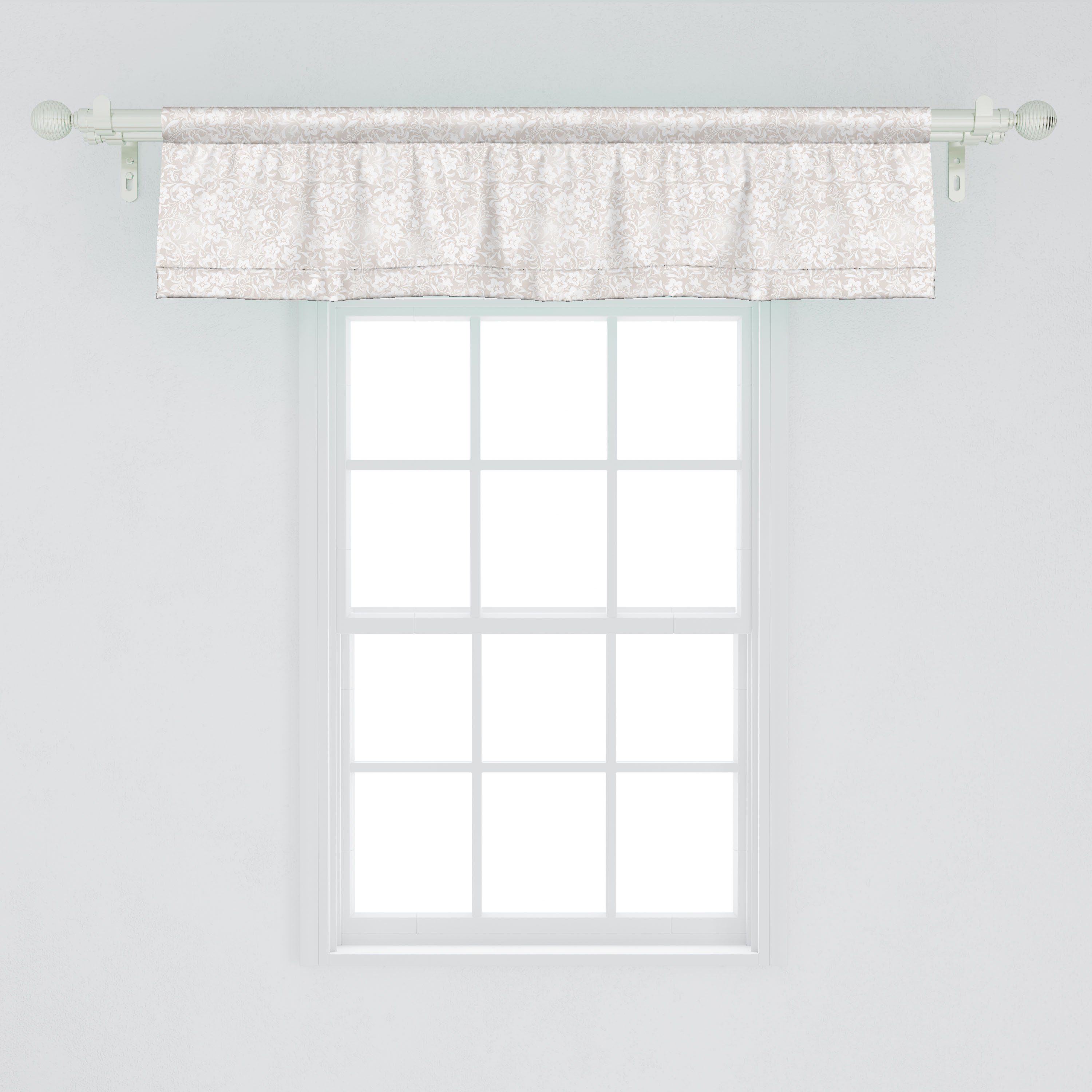 Scheibengardine Vorhang mit Stangentasche, Elfenbein für Dekor Küche Abakuhaus, Frühlings-Blüten-Feld Microfaser, Schlafzimmer Volant