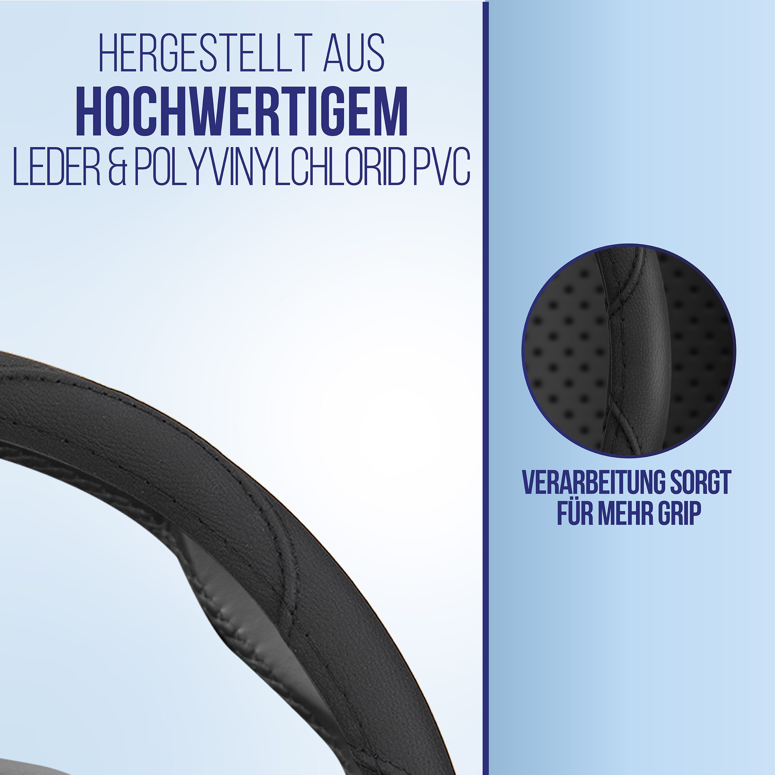 alca Lenkradbezug Lenkradhülle Luxus Auto 37-39 cm Lenkradschoner seidenmatt schwarz, (1-tlg) – Bild 5 von 5