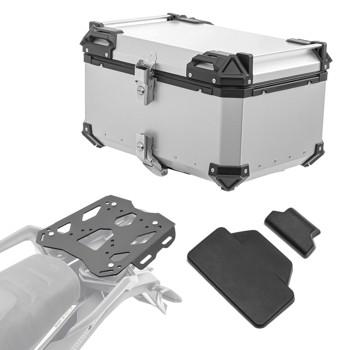 Bagtecs Topcase Set Alu Topcase + Gepäckbrücke passend für KTM 1290 Super Adventure R