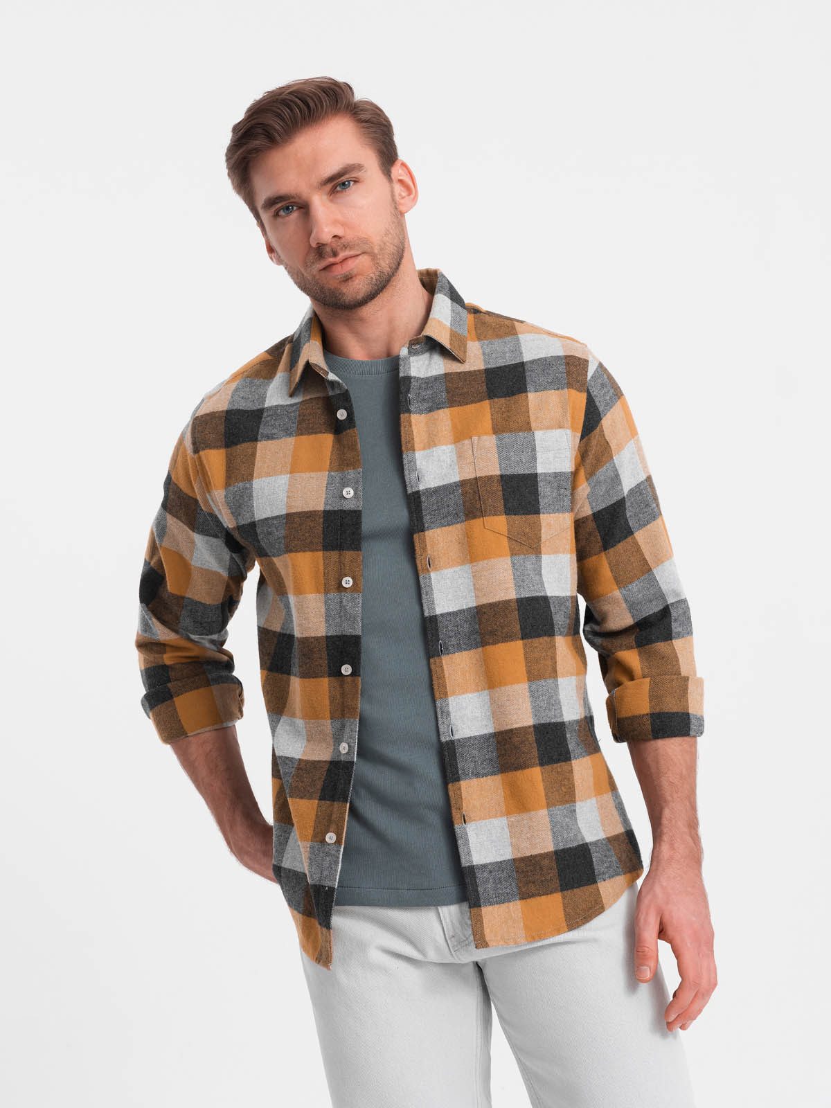 OMBRE Flanellhemd Kariertes Flanellhemd für Herren günstig online kaufen