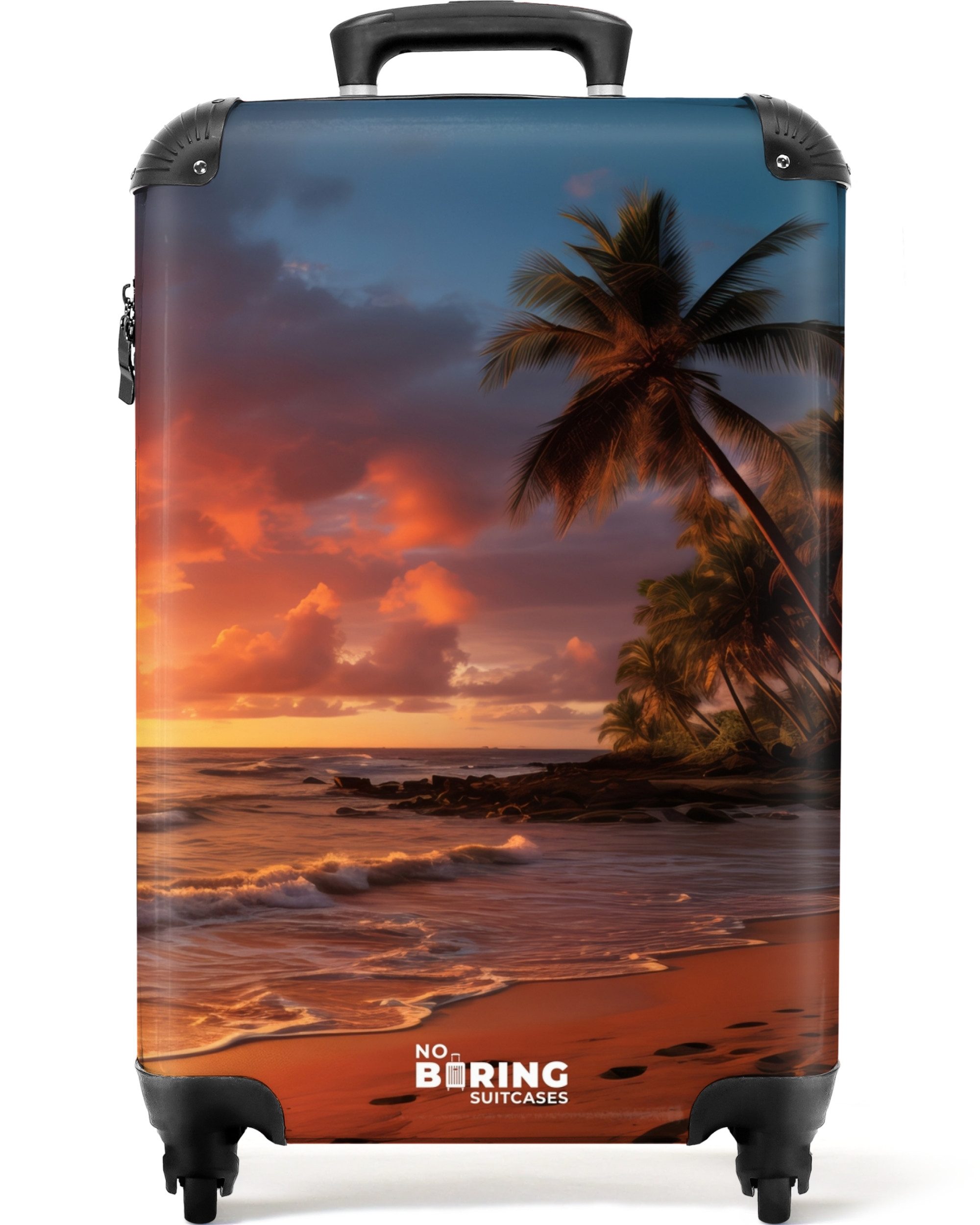 NoBoringSuitcases.com© Hartschalen-Trolley Strand mit Palme bei günstig online kaufen