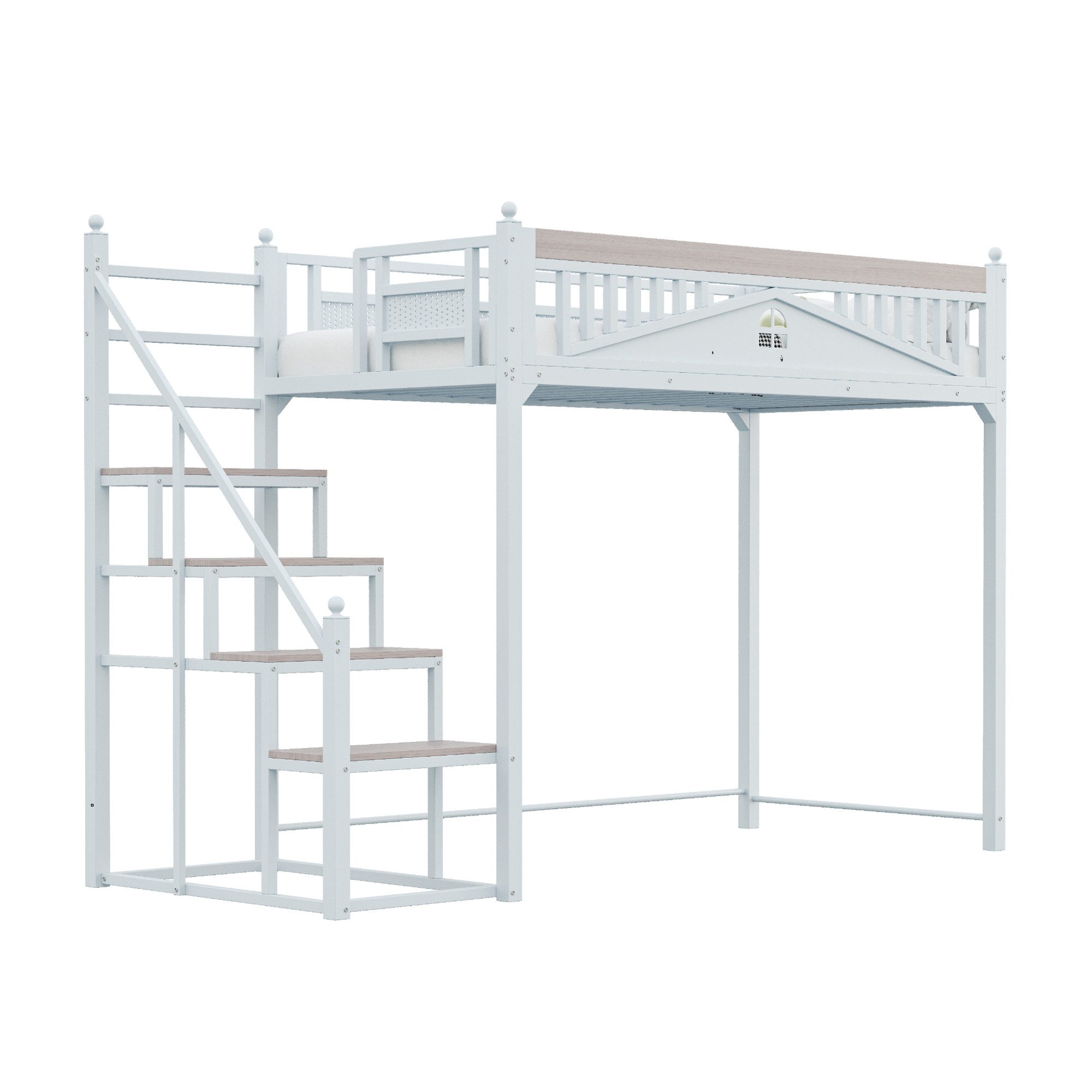 OKWISH Hochbett Einzelbett,Jugendbett,Hochbett (Metall-Hochbett mit Flexibl günstig online kaufen