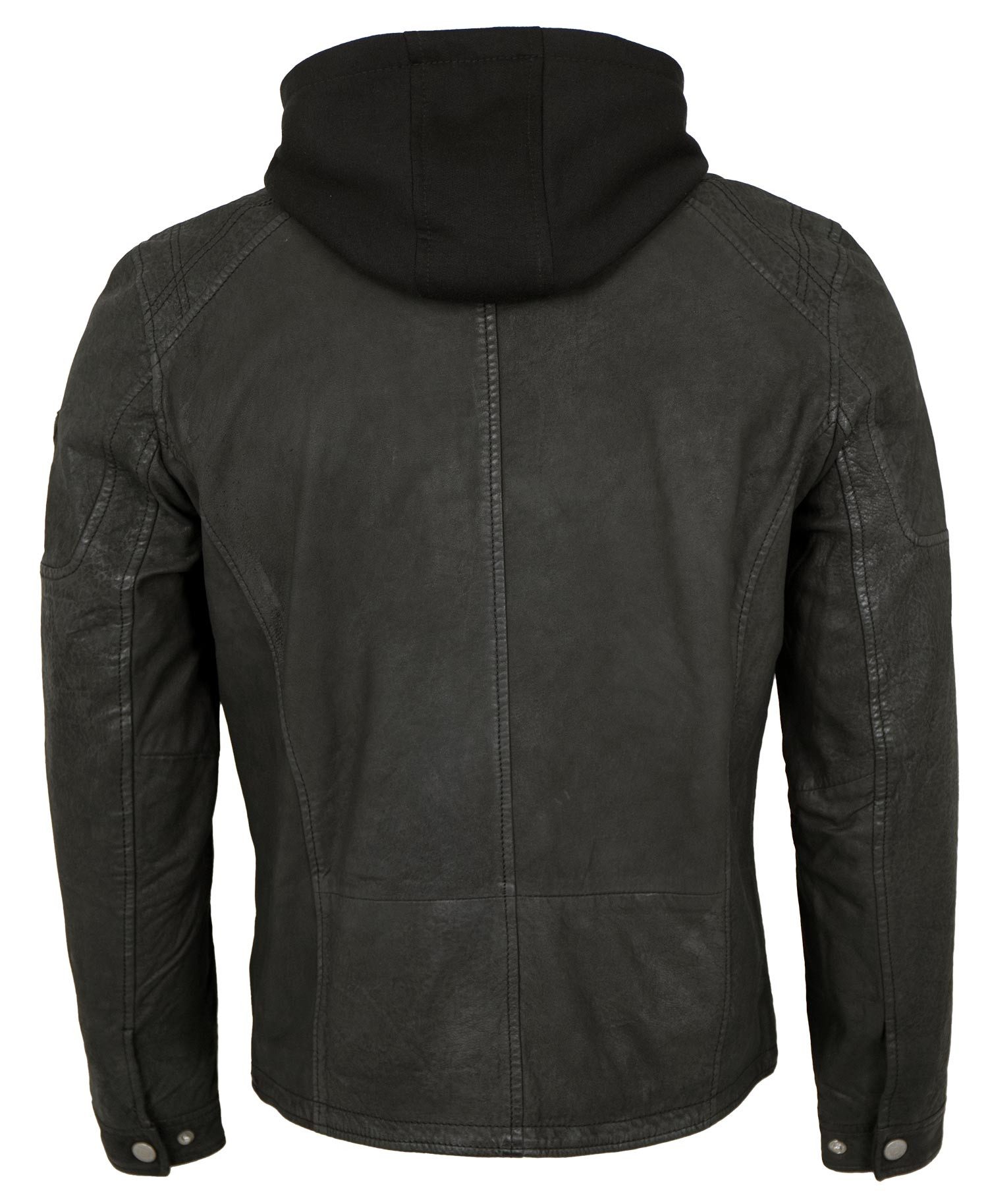 Jilani Lederjacke Ventura Jilani - Herren Lederjacke Kapuze Nubukleder schwarz