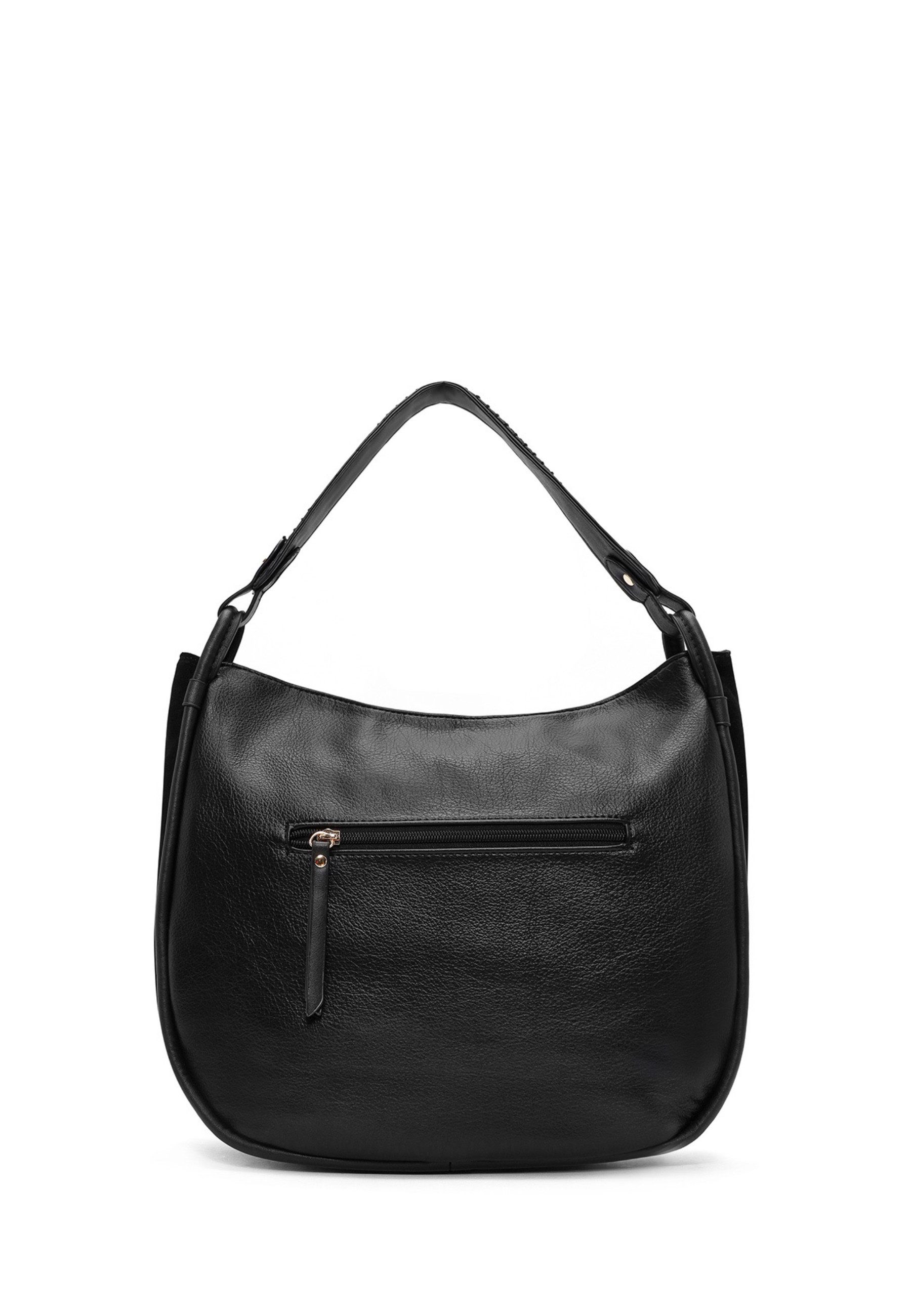 Derimod Umhängetasche Schultertasche aus Kunstvelours, Kunstleder, Schulterriemen, Groß
