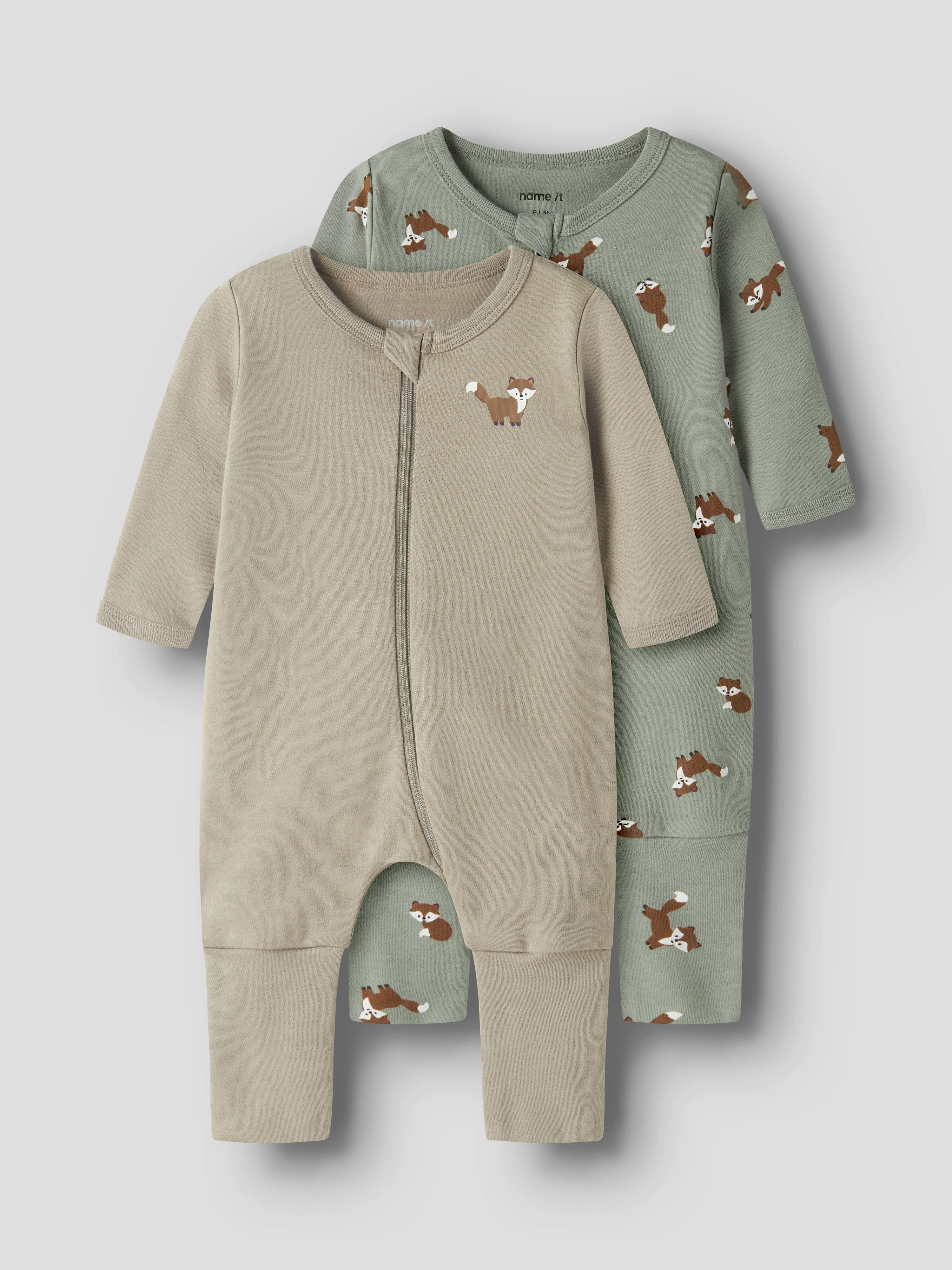 Name It Schlafanzug NBMNIGHTSUIT 2P ZIP FF FOX NOOS (Packung, 2 tlg)