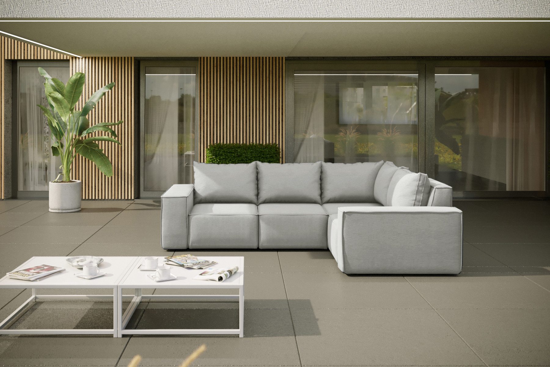 Kaiser Möbel Ecksofa Gartenmöbel für den Garten SONNE, die Terrasse, eckcouch, Bequem, komfortabel, viele Farben, für den Garten, die Terrasse