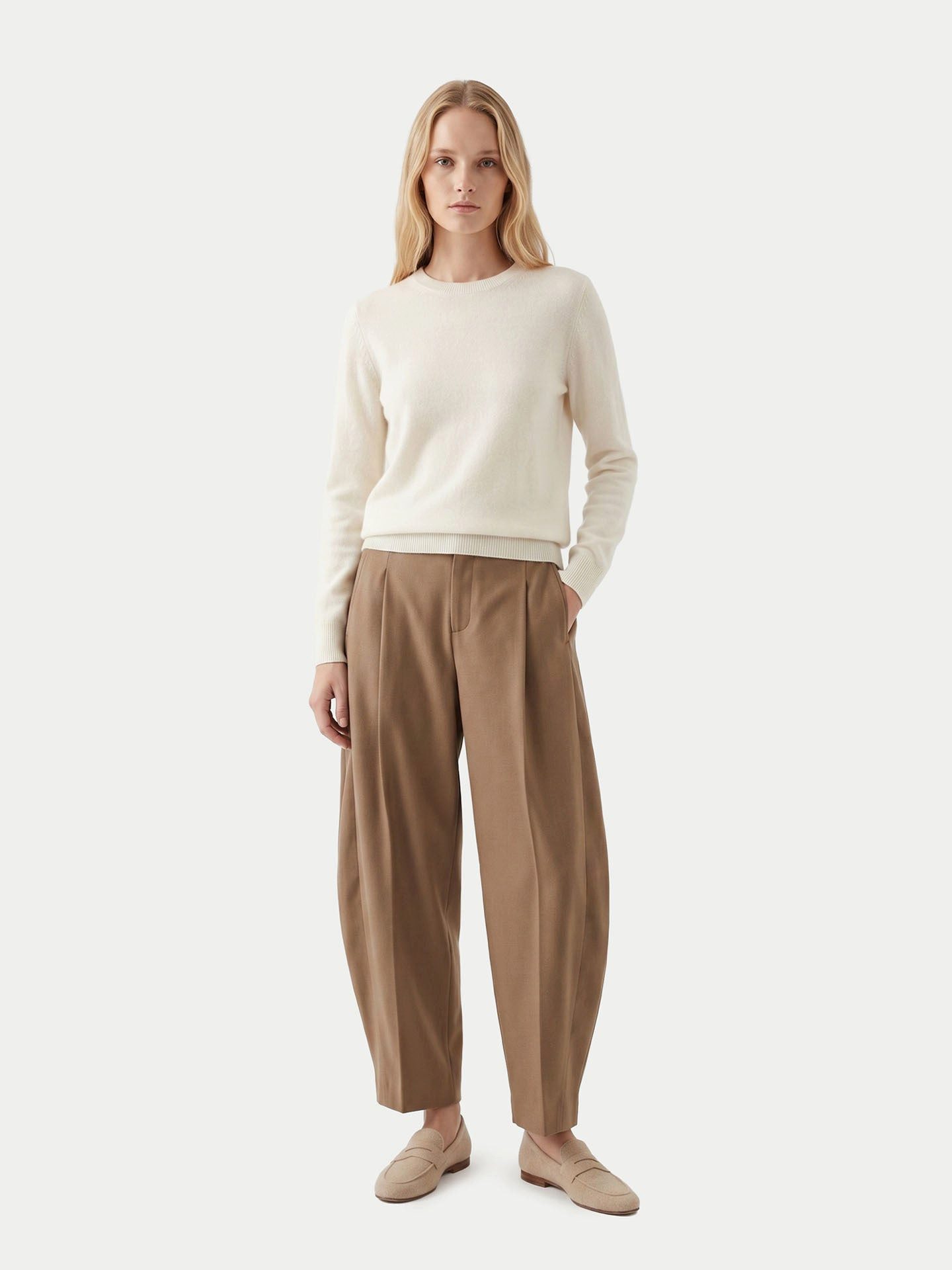 GOBI Cashmere Strickhose Kaschmirhose mit Barrel-Bein