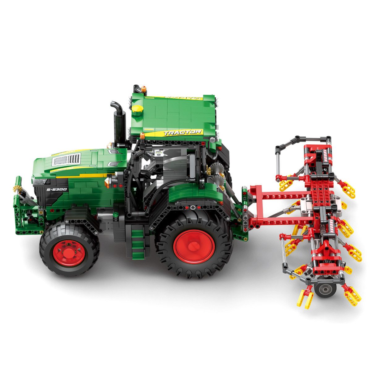 Reobrix 22015 Spielbausteine, (Klemmbausteinset, 1828 St., Ferngesteuerter Traktor Klemmbaustein Set), Traktor mit App Steuerung und integrierter Beleuchtung
