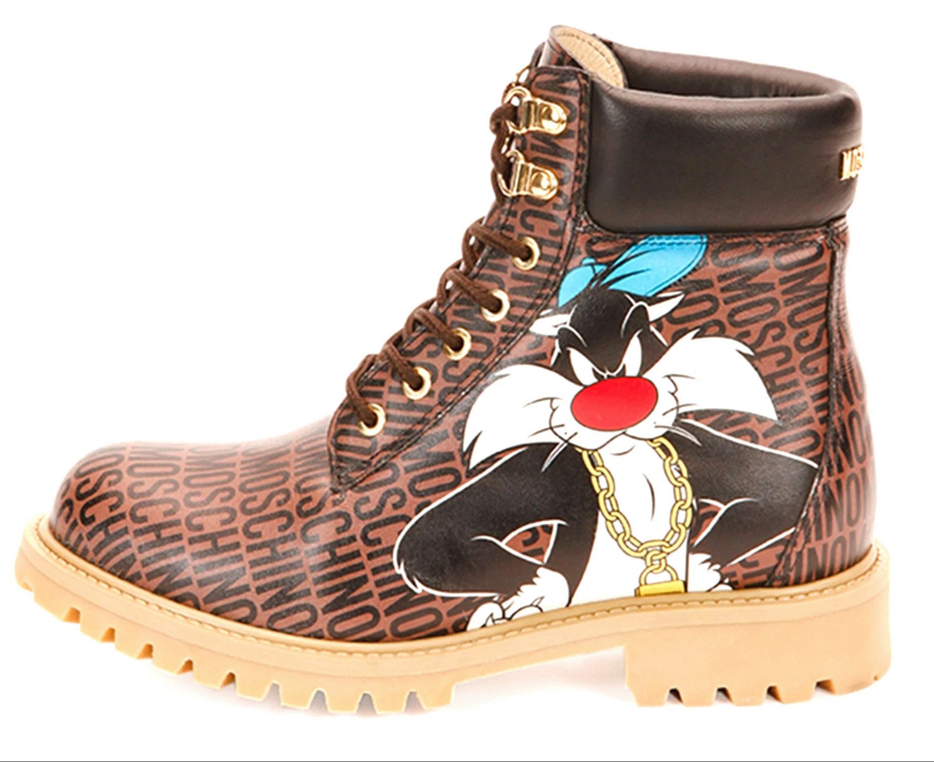 Moschino Looney Tunes Tweety & Sylvester Combat Boots Limited Edition Bootsschuh Limitierte Edition, Sammlerstück, weltweit ausverkauft