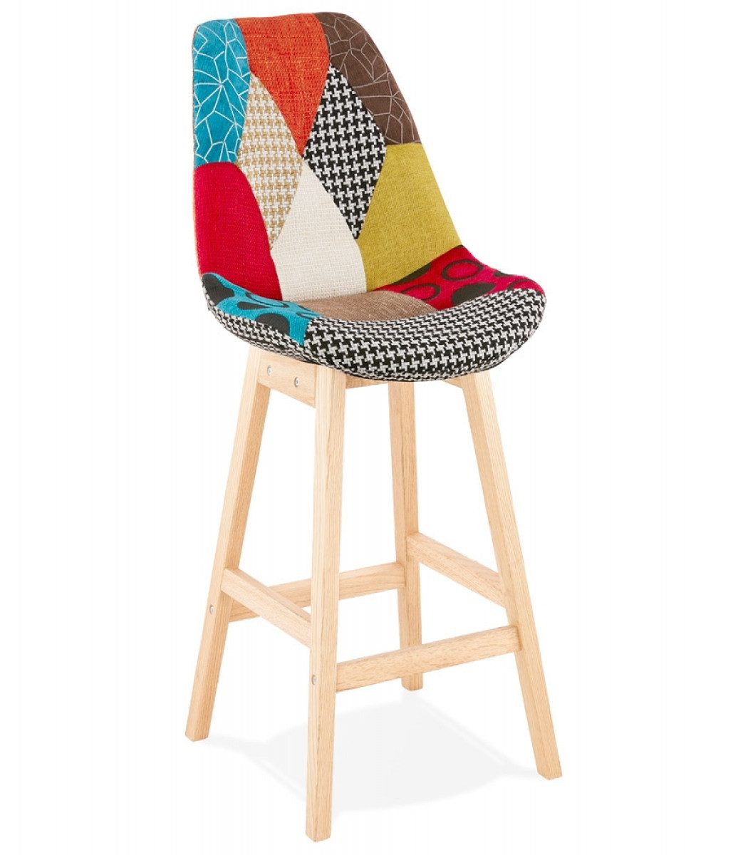 Barhocker Hochstuhl und Küchenhocker aus Holz und Textilien 49x56x104 cm