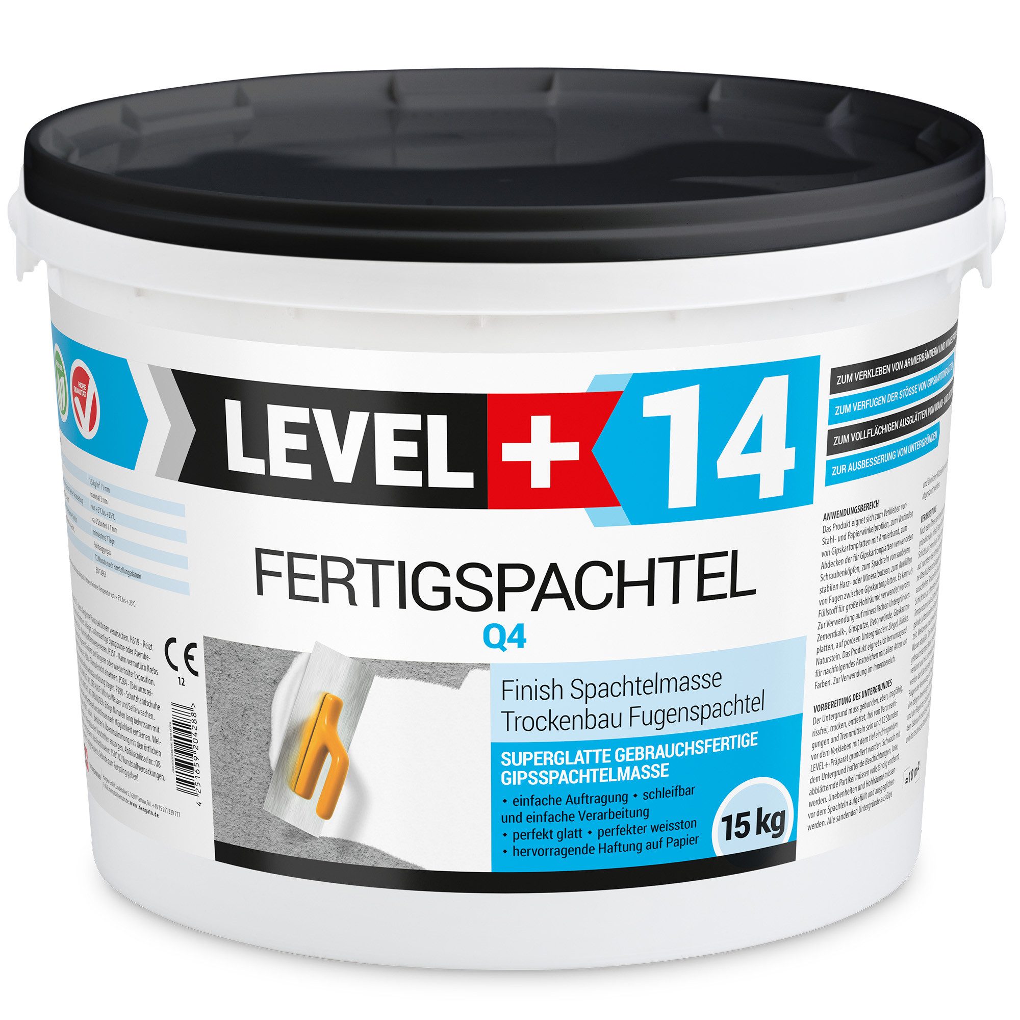 Level+ Fertigspachtel LEVEL+ Fertigspachtel Spachtelmasse Glättmasse Super-Finish L+14 15KG