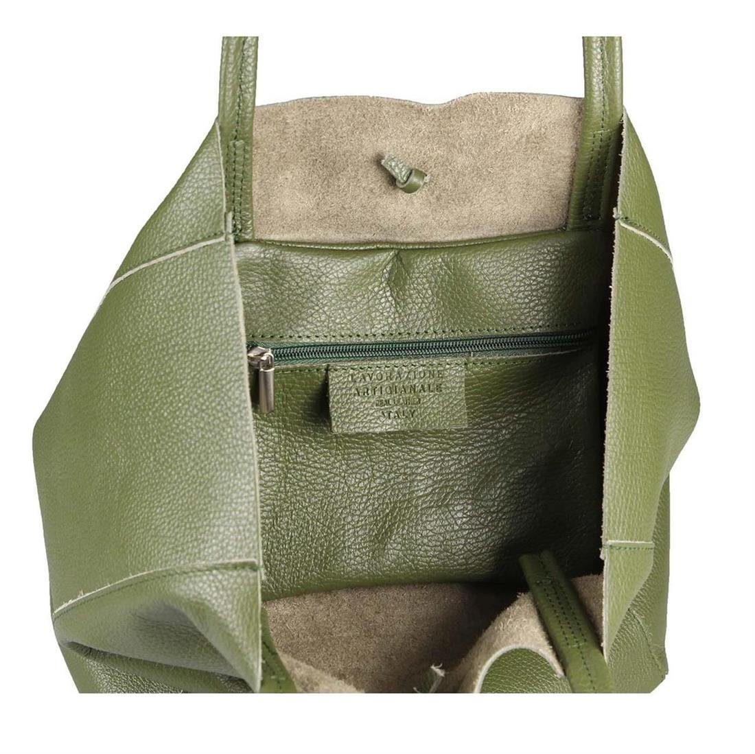 ITALYSHOP24 Schultertasche Made in Italy Damen Premium Leder SHOPPER Tasche HOBO Umhängetasche, Echtleder Business Bag leicht groß klassisch sicher geräumig Beutel