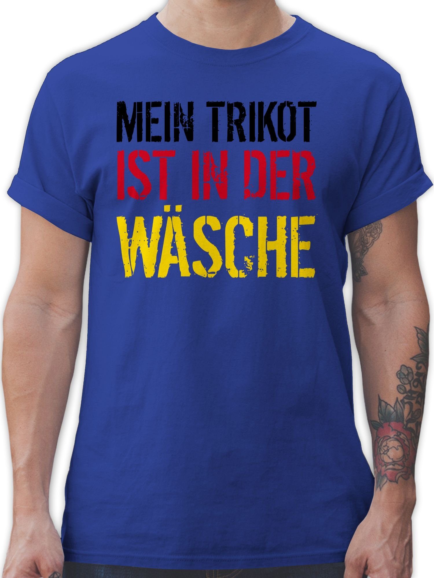 Shirtracer T-Shirt Mein Trikot ist in der Wäsche WM Deutschland Fussball EM 2024 3 Royalblau