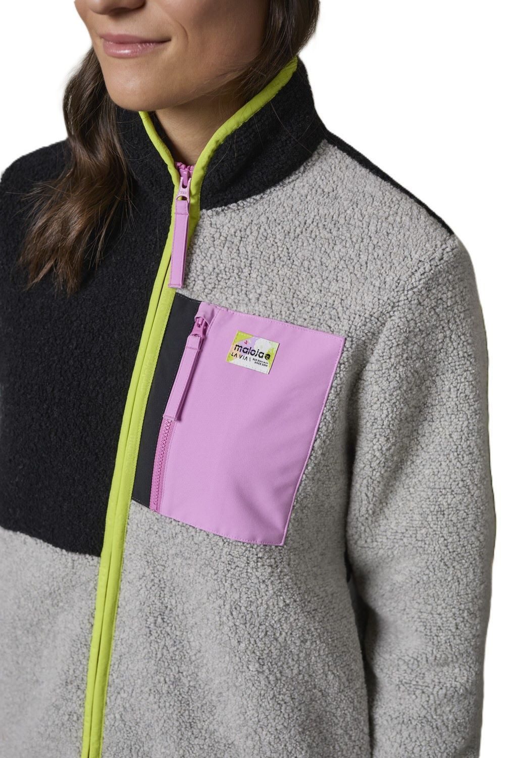 Maloja Fleecejacke VallettaM Mountain Fleece (Wolljacke, warm) grau/schwarz Damen