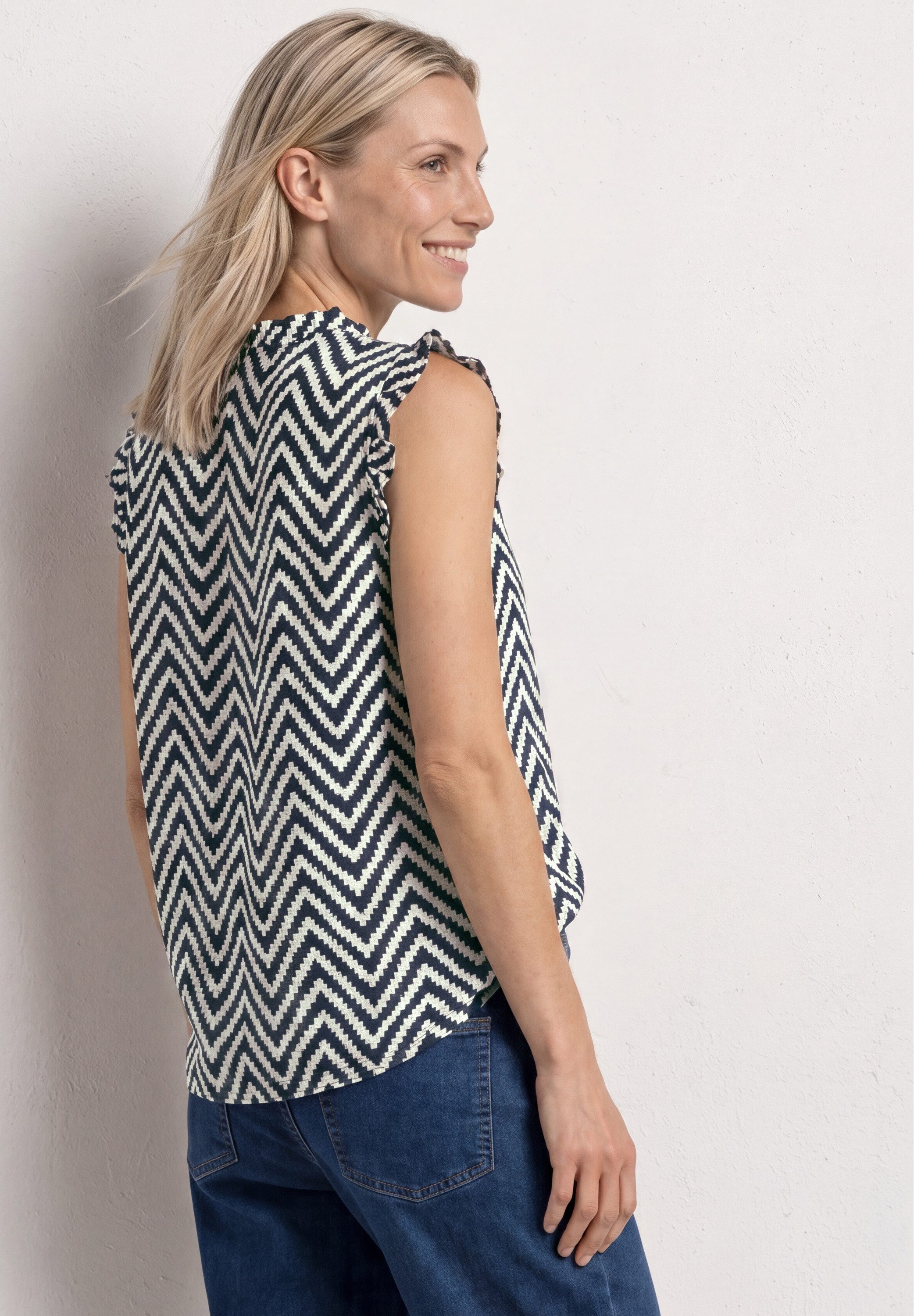 STREET ONE Blusentop Sommerbluse mit Zick-Zack-Muster