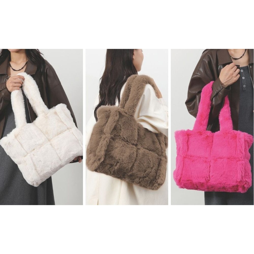 Bextsrack Schultertasche Damen Plüsch Umhängetasche Groß Shopper Tasche Handtasche Tote Bag, Geschenkideen für Familie und Freunde zu Oster und Geburtstag