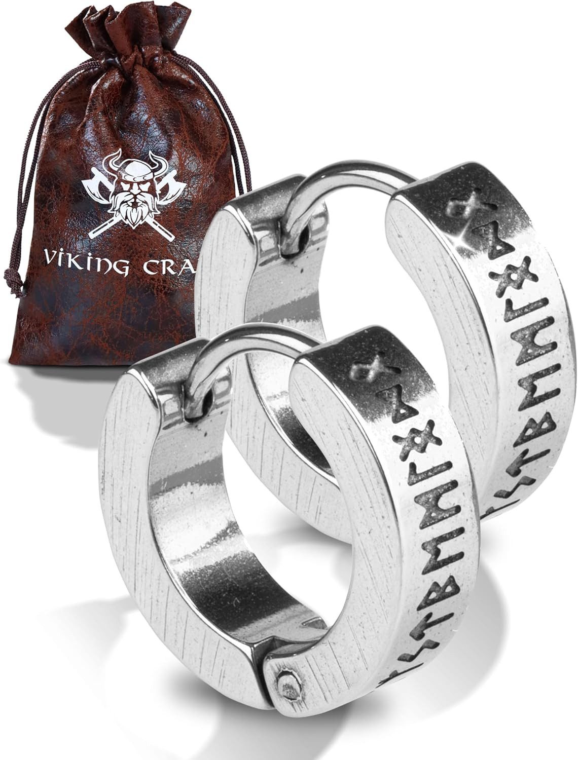 VIKING CRAFT Ohrring-Set Wikinger - Ohrringe Männer Edelstahl - Herren Ohrringe mit Runen (Vikings Fanartikel, Wikinger), Wikinger Schmuck, Wikinger Deko, Keltische Ohrringe Earring