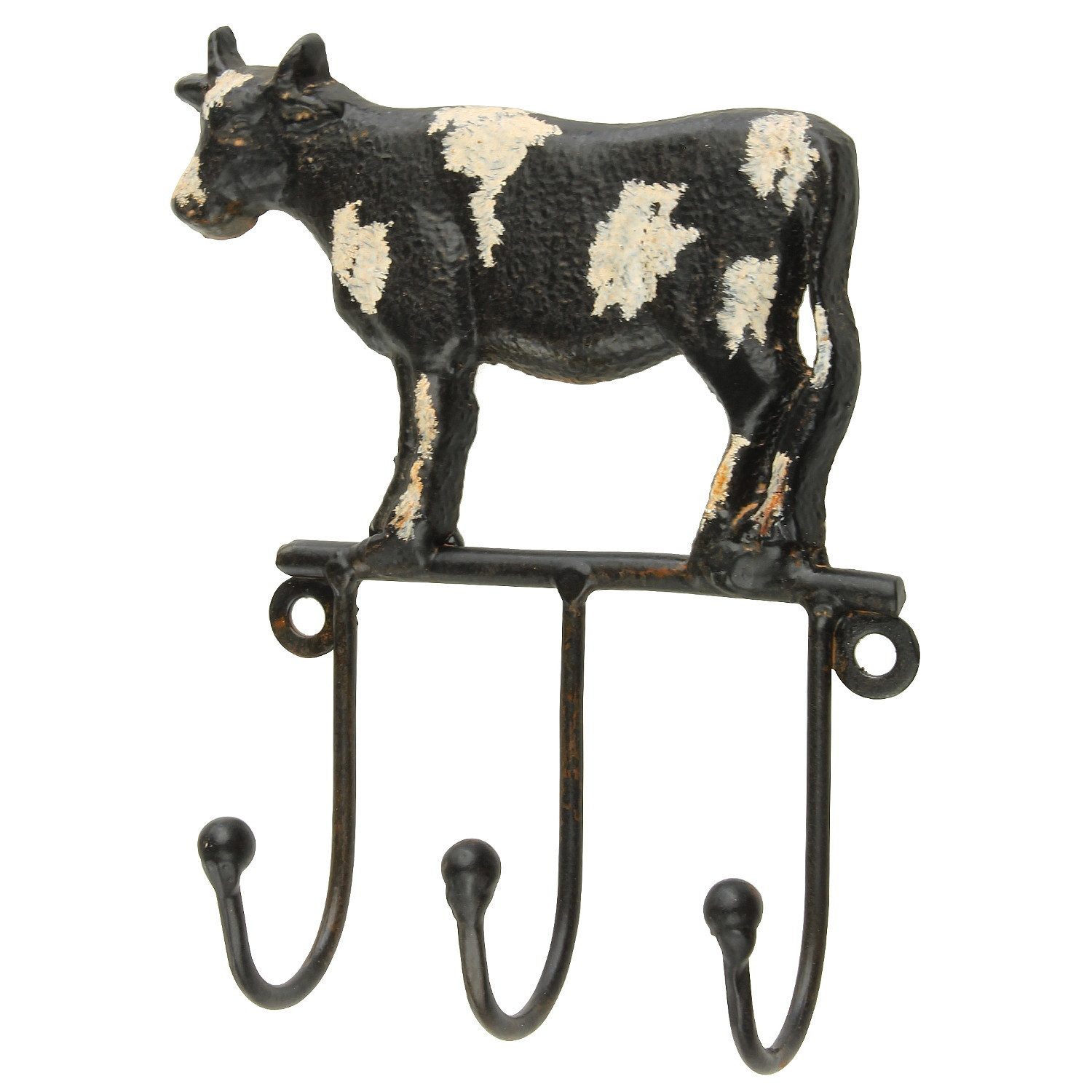 Macosa Home Dekohaken Hakenleiste Kuh Gußeisen Schwarz Weiß Vintage Landhausstil, (Haken, 1-St., Handtuchhaken Küchenhaken Leiste), Antik Retro Garderoben-Haken Kleiderhaken