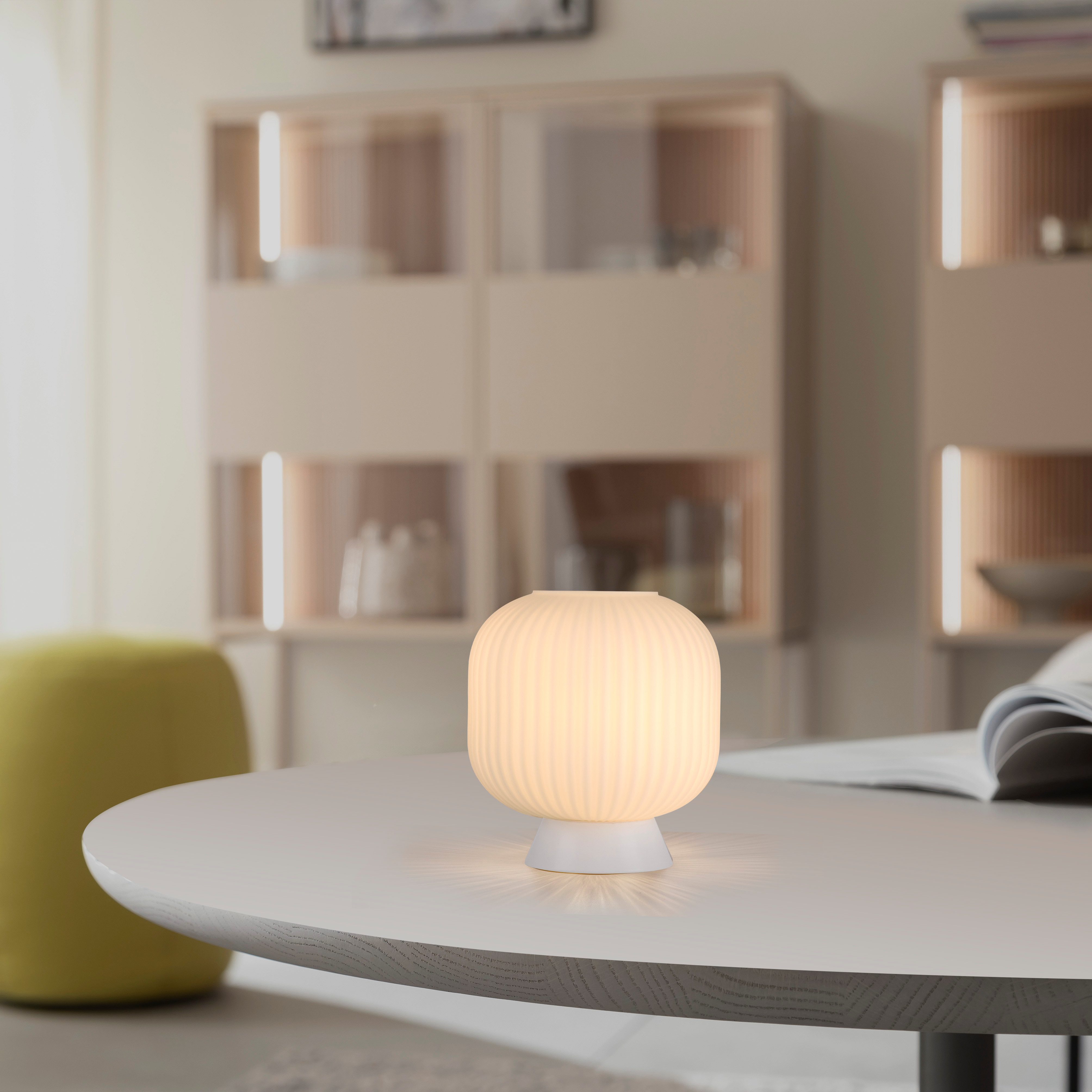 SCHÖNER WOHNEN-Kollektion LED Tischleuchte NAMI, Ein-/Ausschalter, ohne Leuchtmittel, SCHÖNER WOHNEN Kollektion, Schnurschalter, geriffeltes Glas