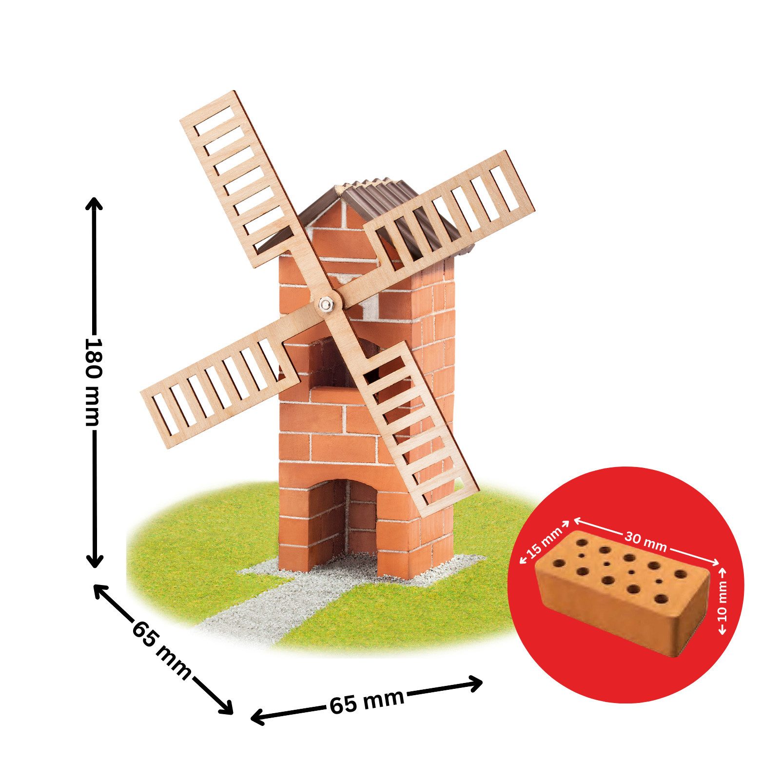 teifoc Windmühle Steinbaukasten, (Konstruktionsspielzeug, 100 St., Bastelset), Made in Germany, nachhaltig & vegan
