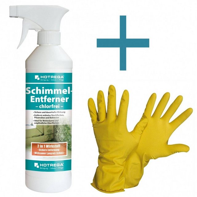 HOTREGA® Schimmel Entferner chlorfrei 500 ml SET + NITRAS Handschuhe Gr. 10 Schimmelentferner