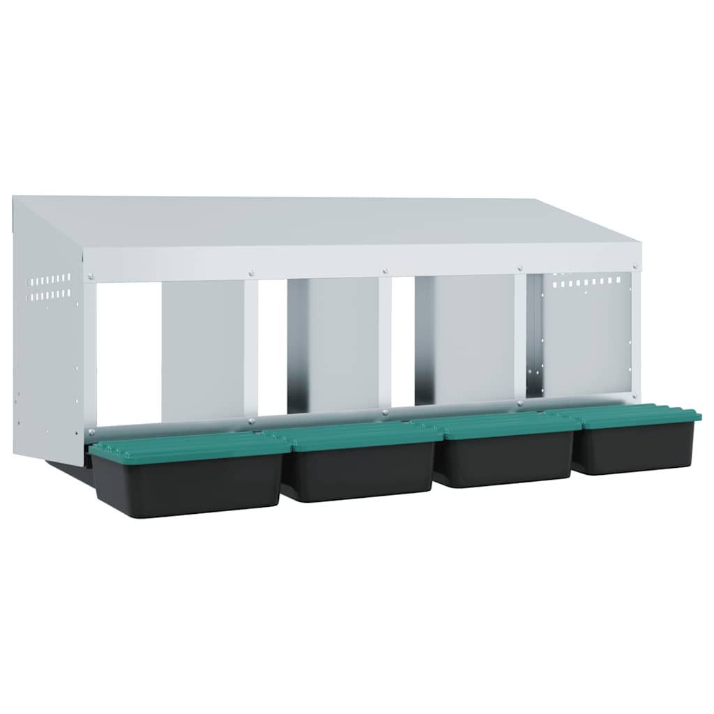 vidaXL Hühnerstall 106 x 50 x 46 cm Hühner-Nistkasten 4 Fächer Wandmontage Verzinkter Sta