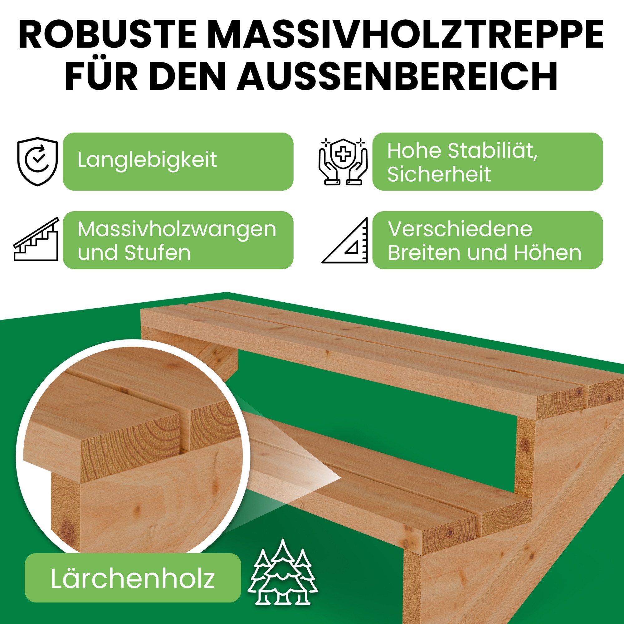 Gartenwelt Riegelsberger Außentreppe Terrassentreppe aus Lärche günstig online kaufen