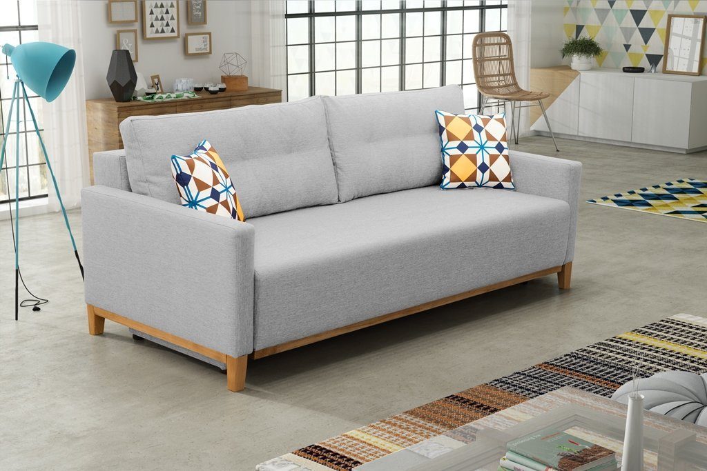 Siblo 3-Sitzer Dreisitzer Sofa Martina mit Schlaffunktion Grau