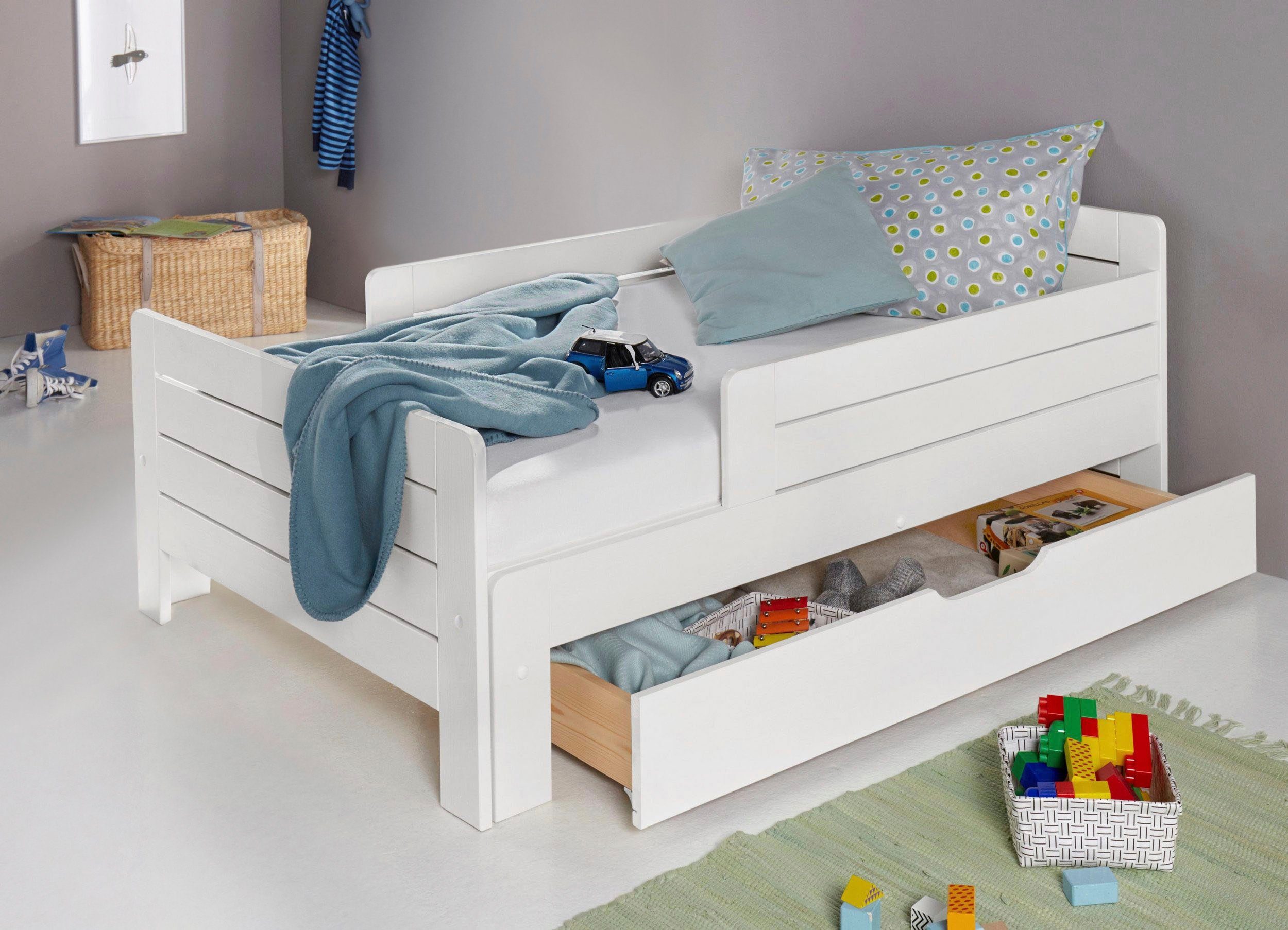 Lüttenhütt Funktionsbett "LOTTE " Bestseller! Kinderbett, Mitwachsend/ ausziehbar 140cm-200cm, zertifiziertes Massivholz