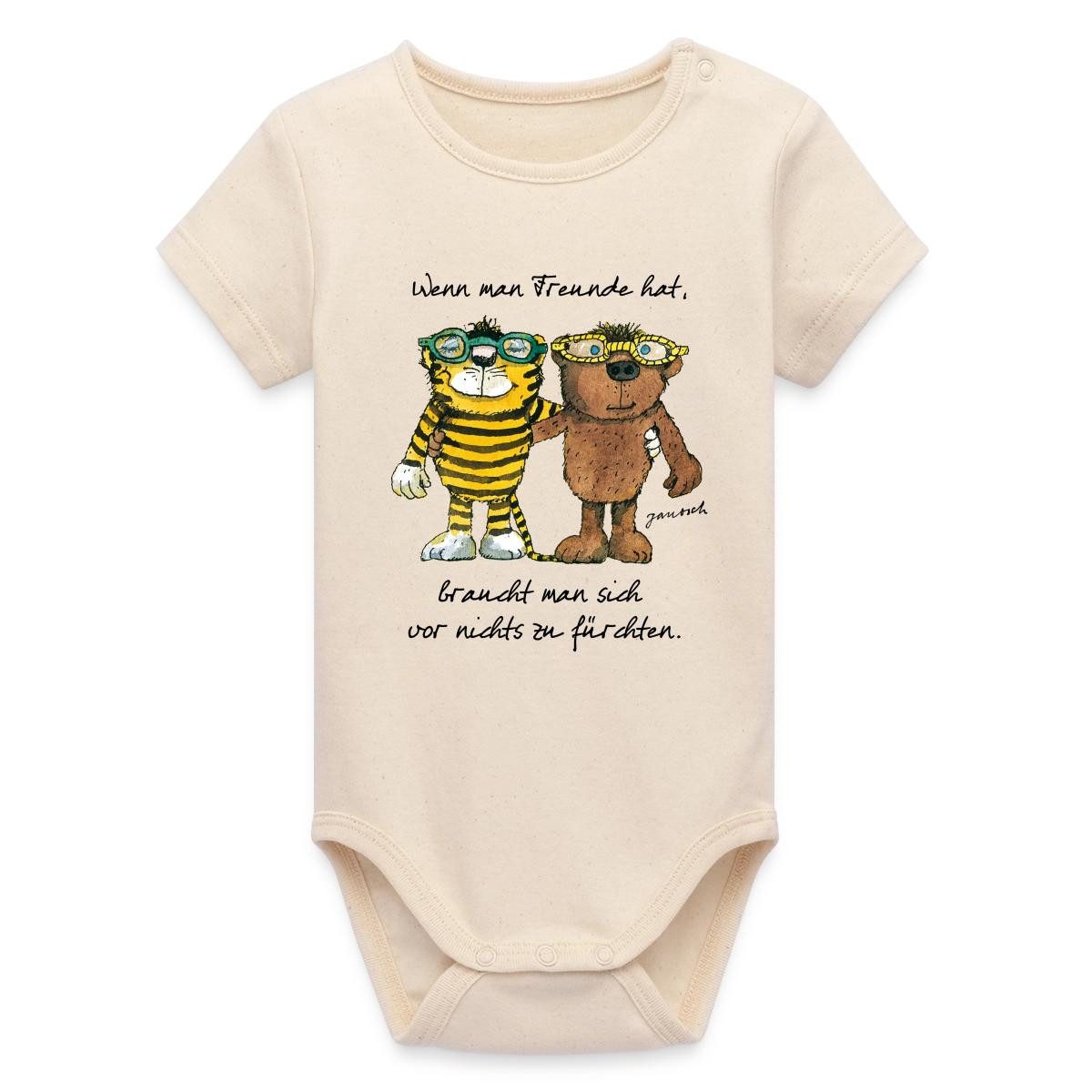 Spreadshirt Kurzarmbody Janosch Tiger Und Bär Wenn Man Freunde Hat Bio Kurzarm Baby Body (1-tlg)